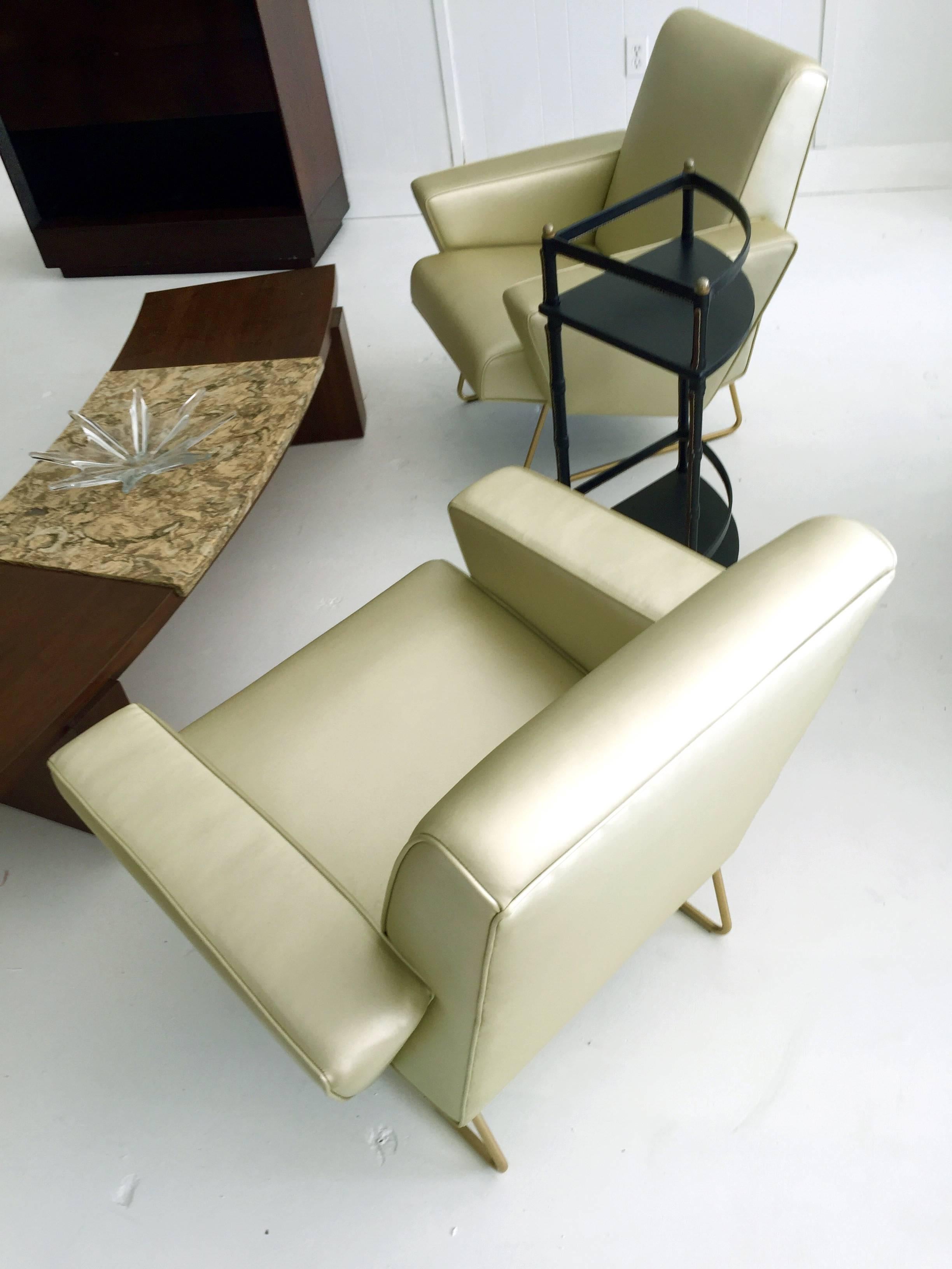 Pair of French Geometrical Club Chairs Pierre Guariche In Good Condition For Sale In Atlanta, GA
