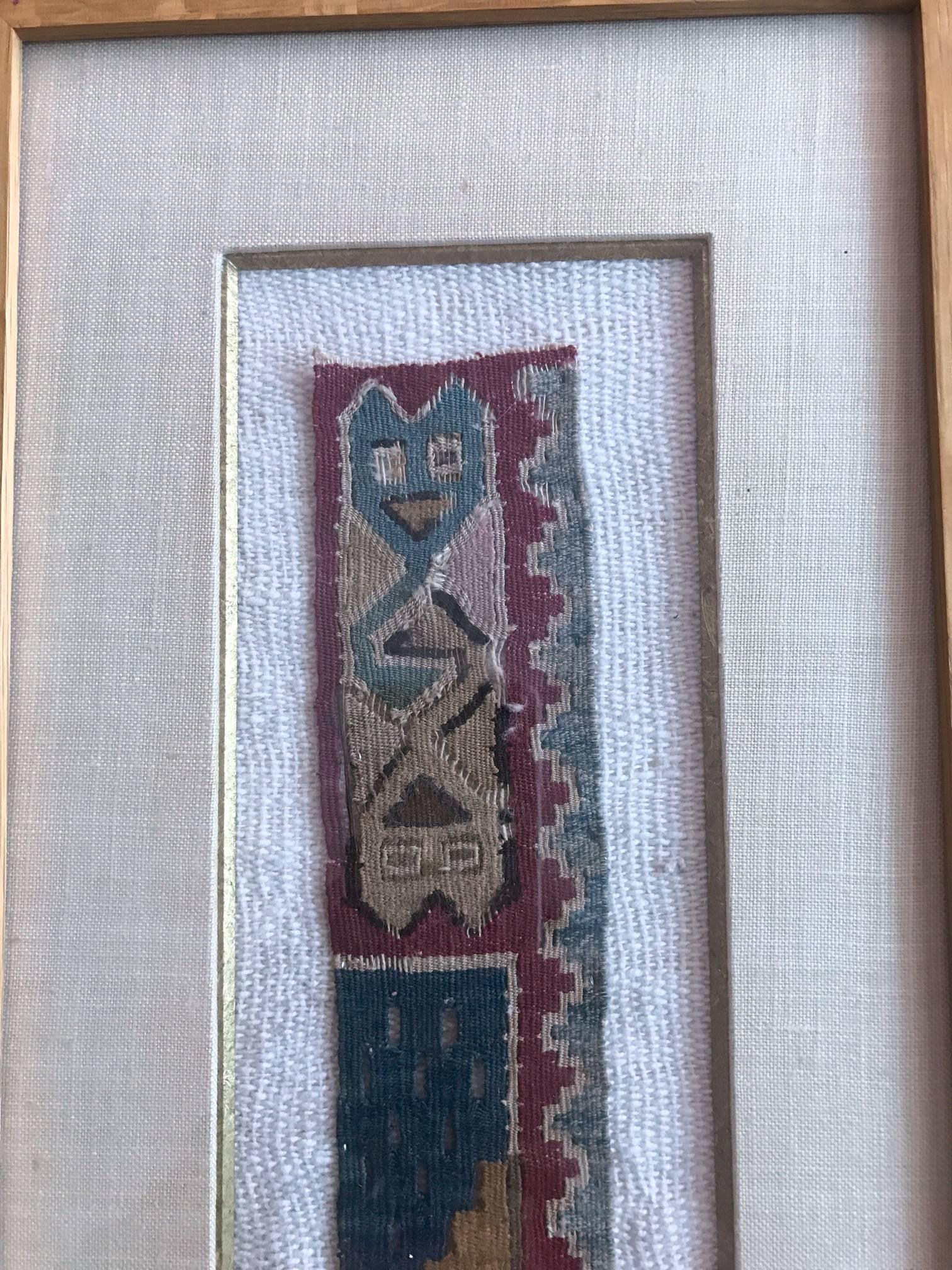 Peruvian Framed Pre-Columbian Textile Fragment