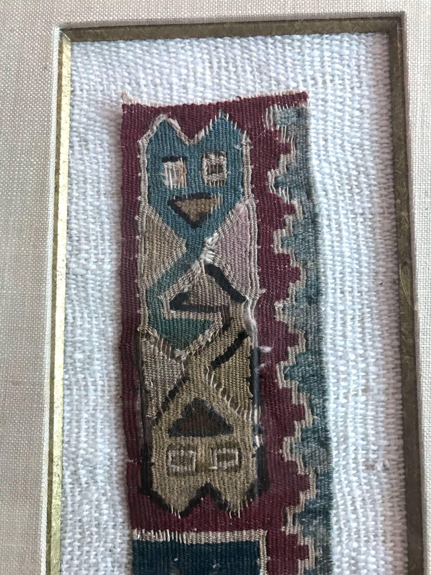 18th Century and Earlier Framed Pre-Columbian Textile Fragment