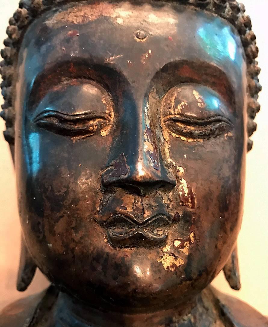 18th Century and Earlier Large and Fine Antique Bronze Buddha