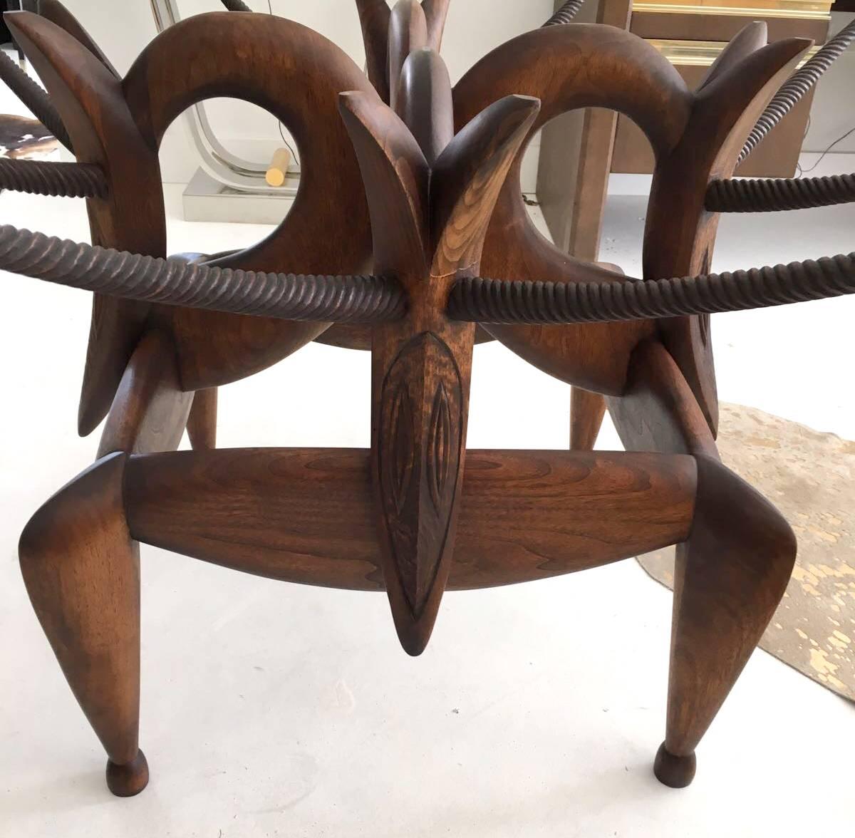 Late 20th Century A Most Beautiful Carved Table by Judy McKie with Drawing For Sale