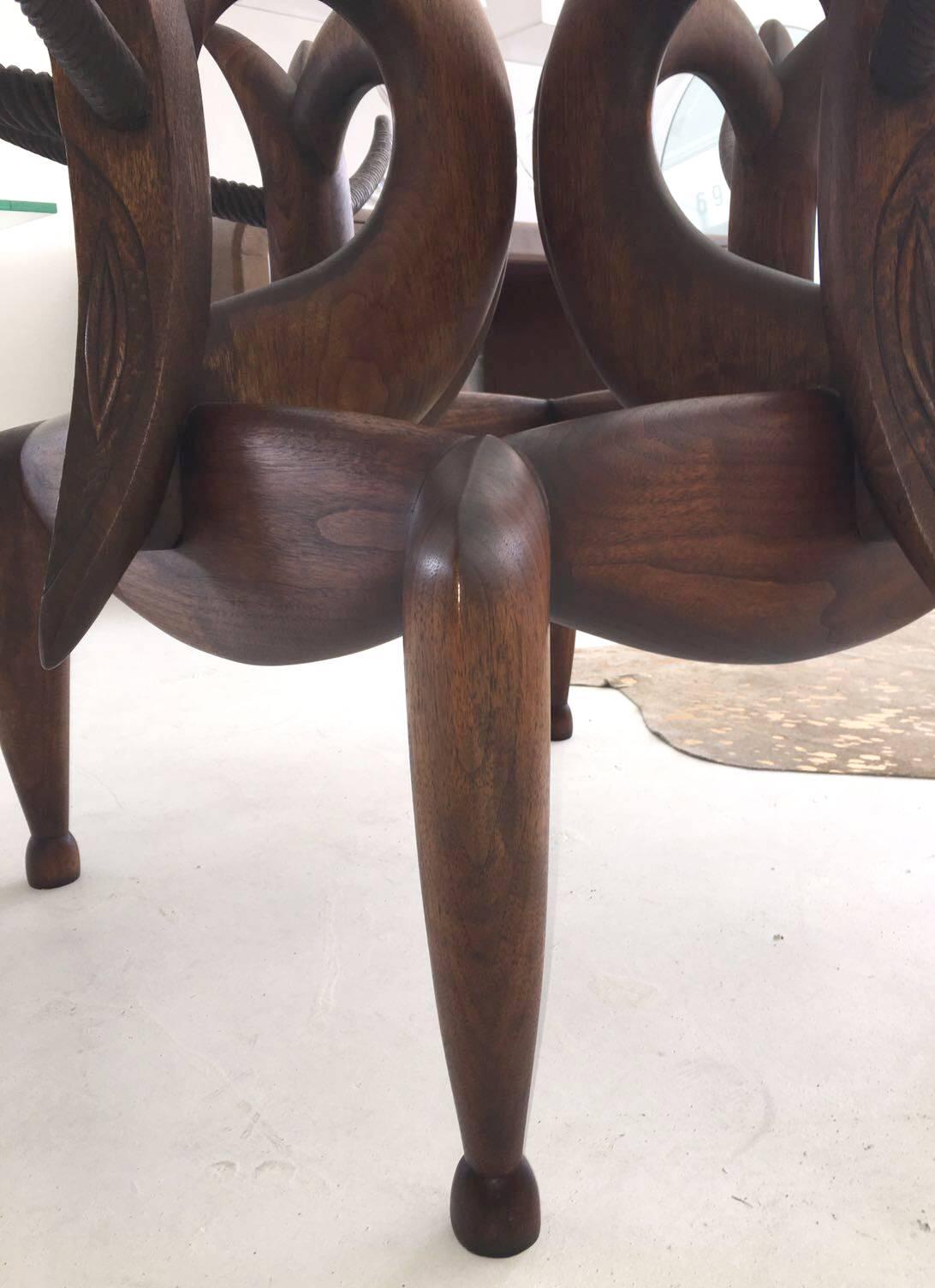 A Most Beautiful Carved Table by Judy McKie with Drawing For Sale 1