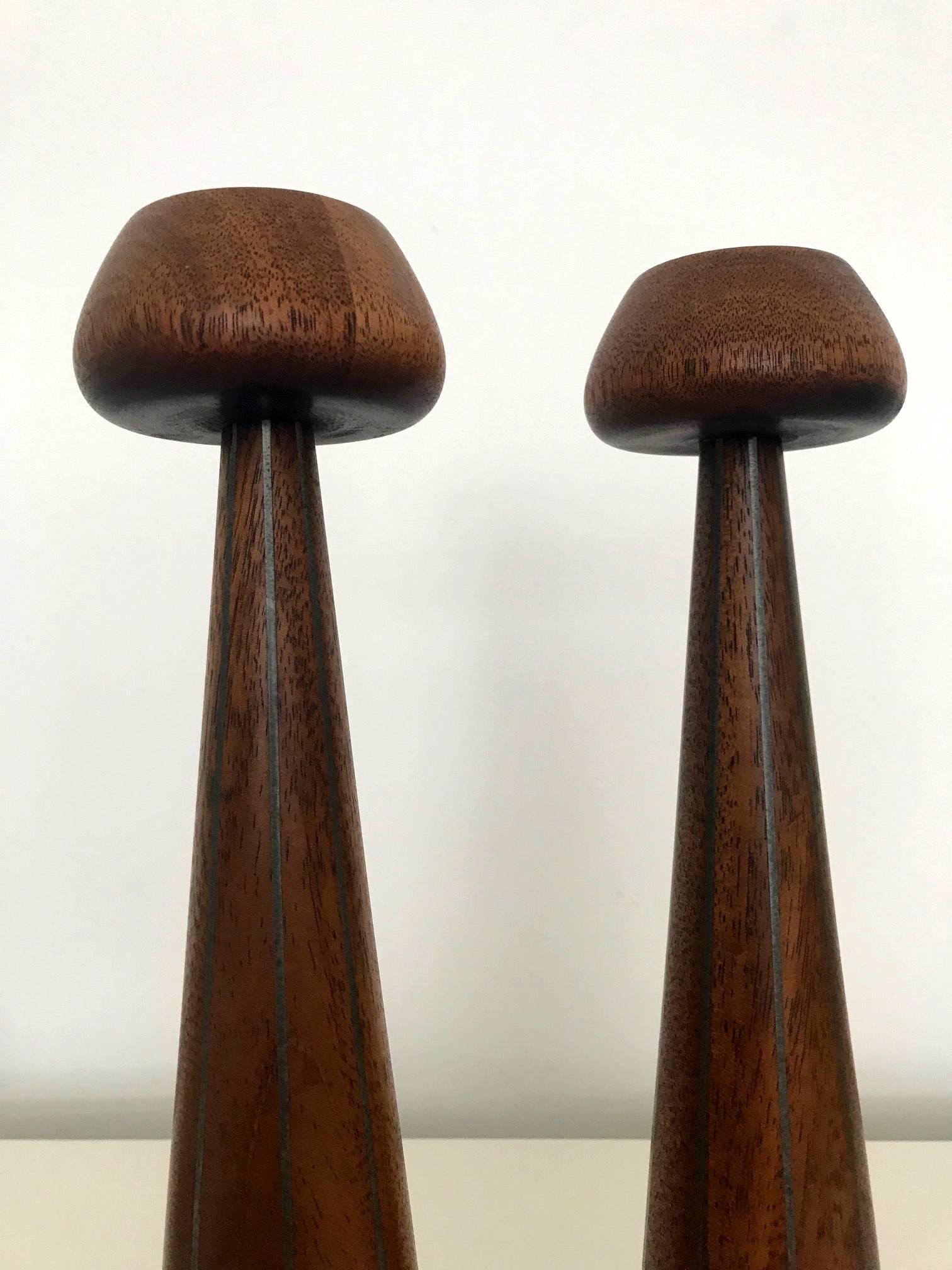 Mid-Century Modern Pair of Early Candlestick by Paul Evans and Phillip Powell