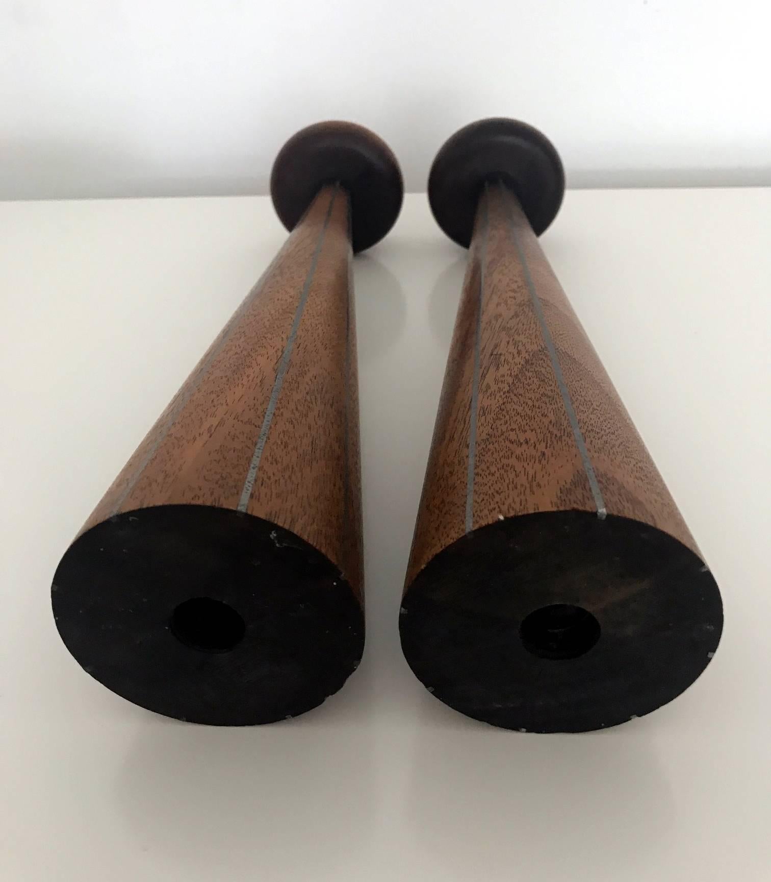 Pewter Pair of Early Candlestick by Paul Evans and Phillip Powell