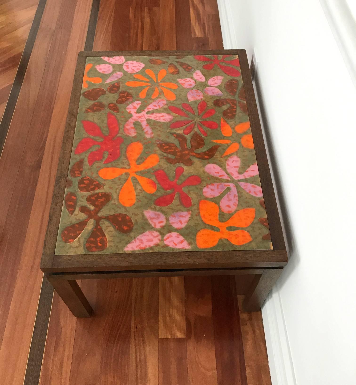 Enameled Rare Table with Enamel Copper Top by Harvey Probber