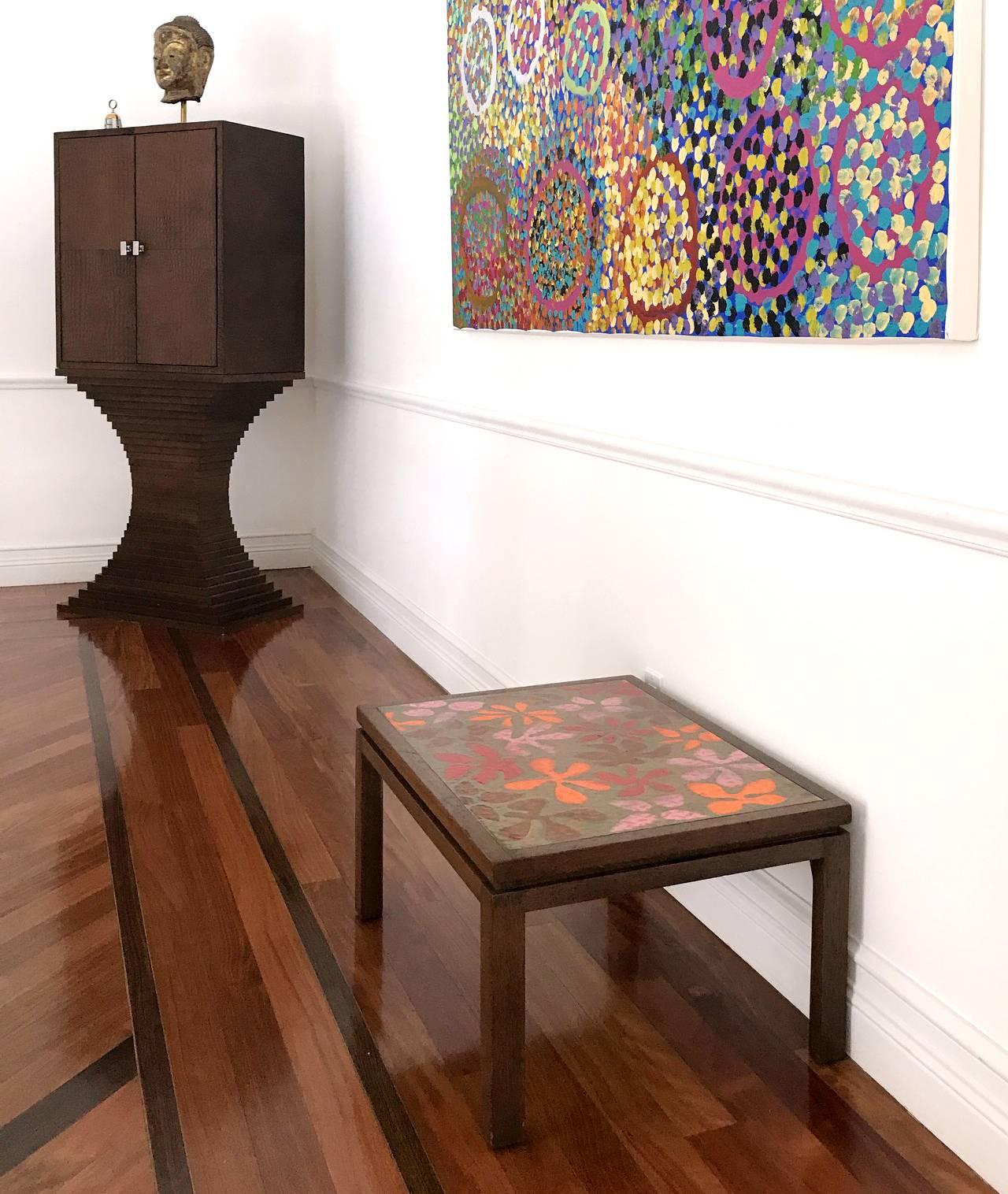Mid-20th Century Rare Table with Enamel Copper Top by Harvey Probber