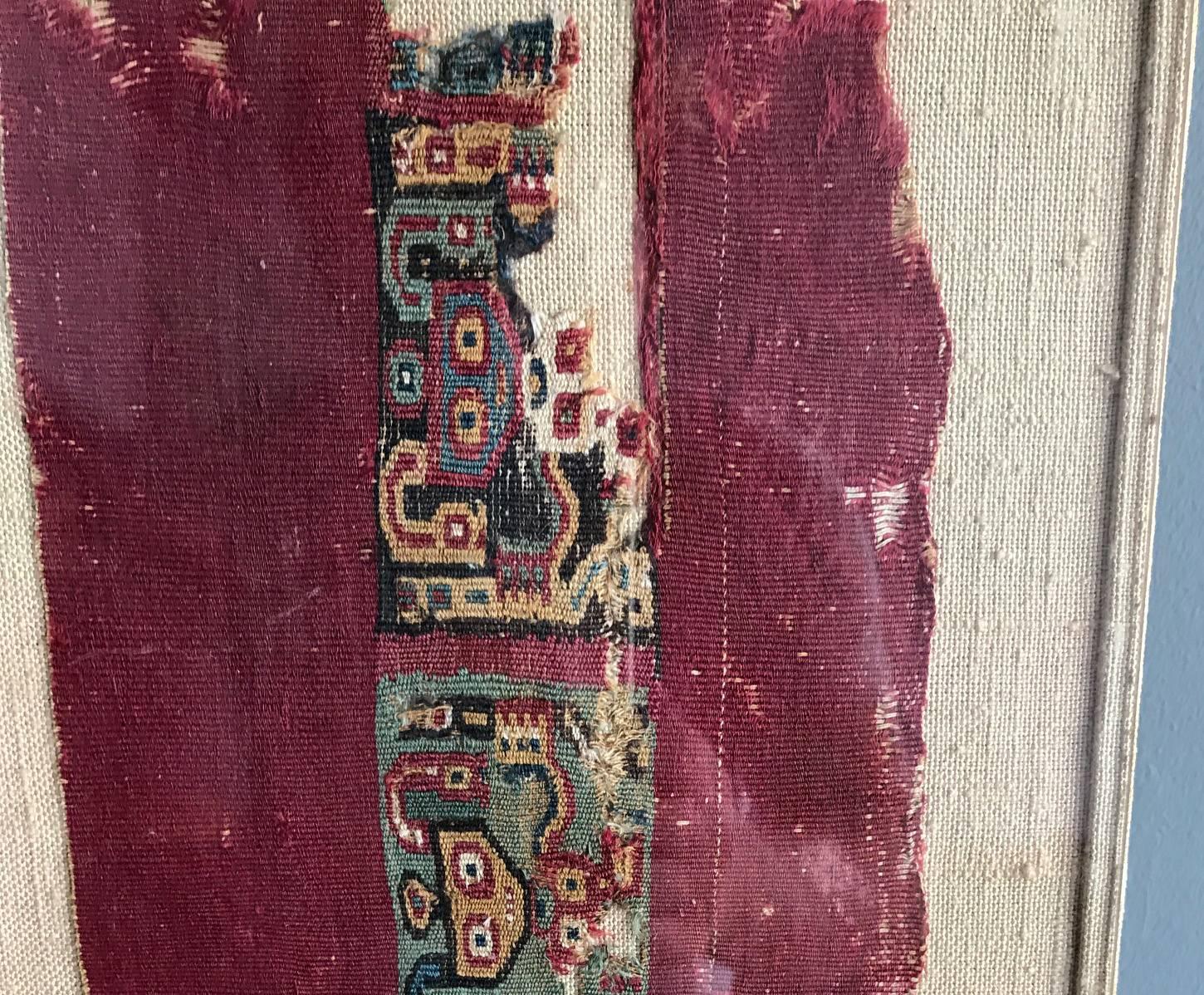 Framed Pre-Columbian Textile Fragment From Wari Culture In Good Condition In Atlanta, GA