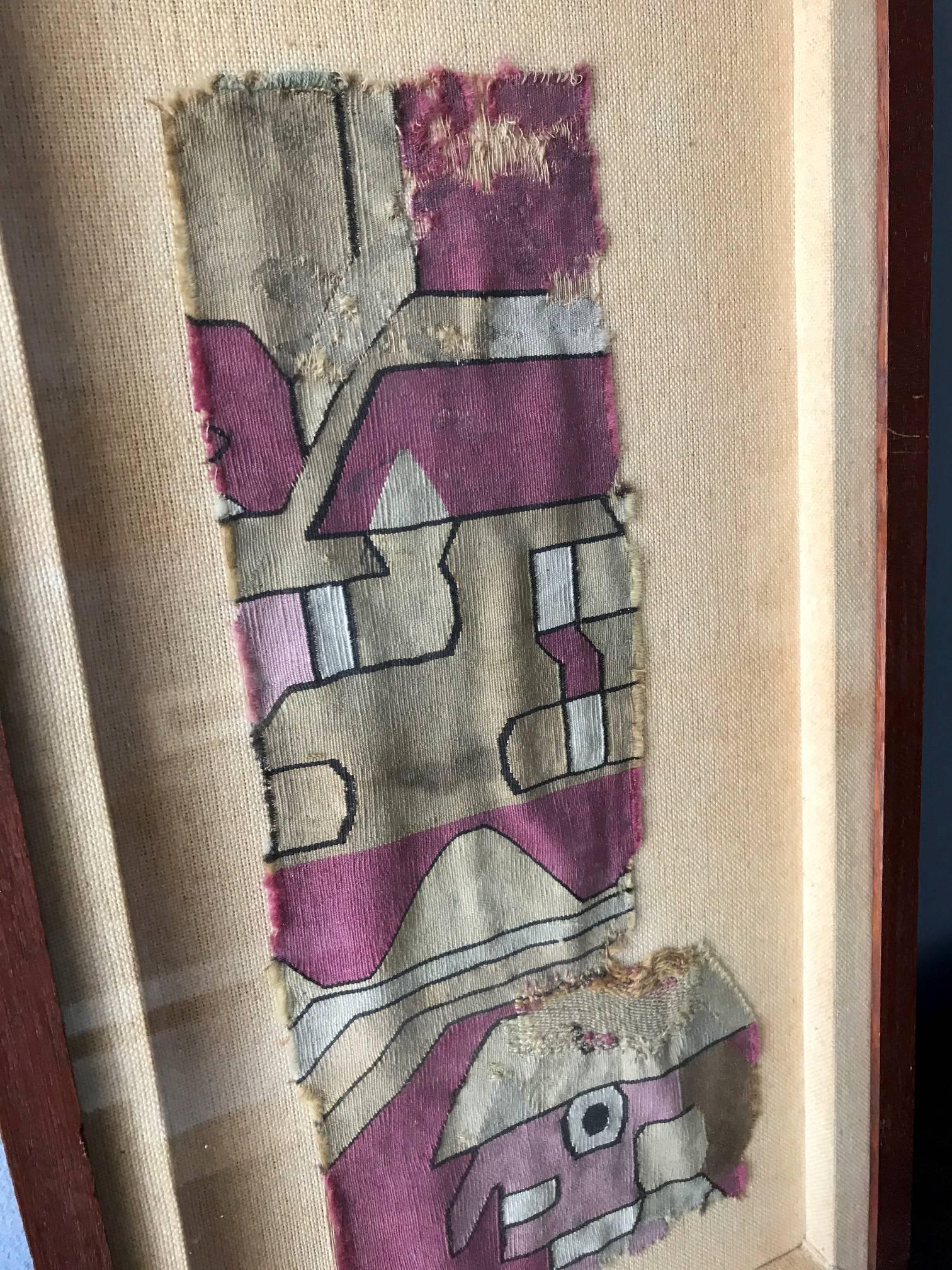 Gerahmtes präkolumbianisches Textilfragment im Zustand „Gut“ im Angebot in Atlanta, GA