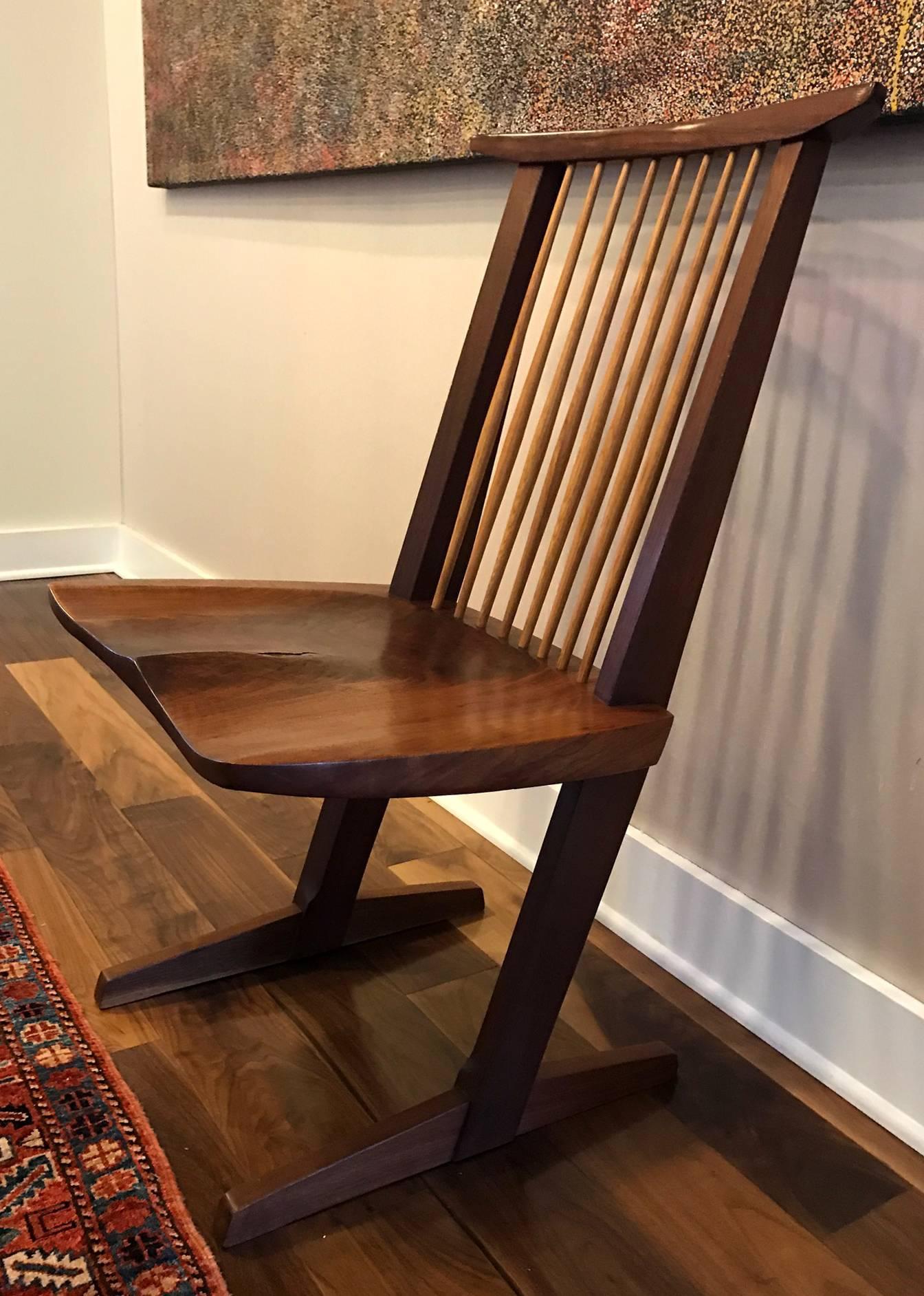 20th Century A Special Walnut Conoid Chair by George Nakashima