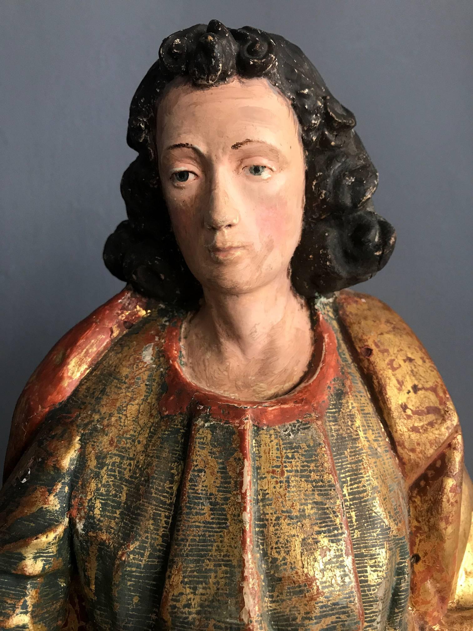 Spanish Colonial Antique Santo Figure In Good Condition For Sale In Atlanta, GA