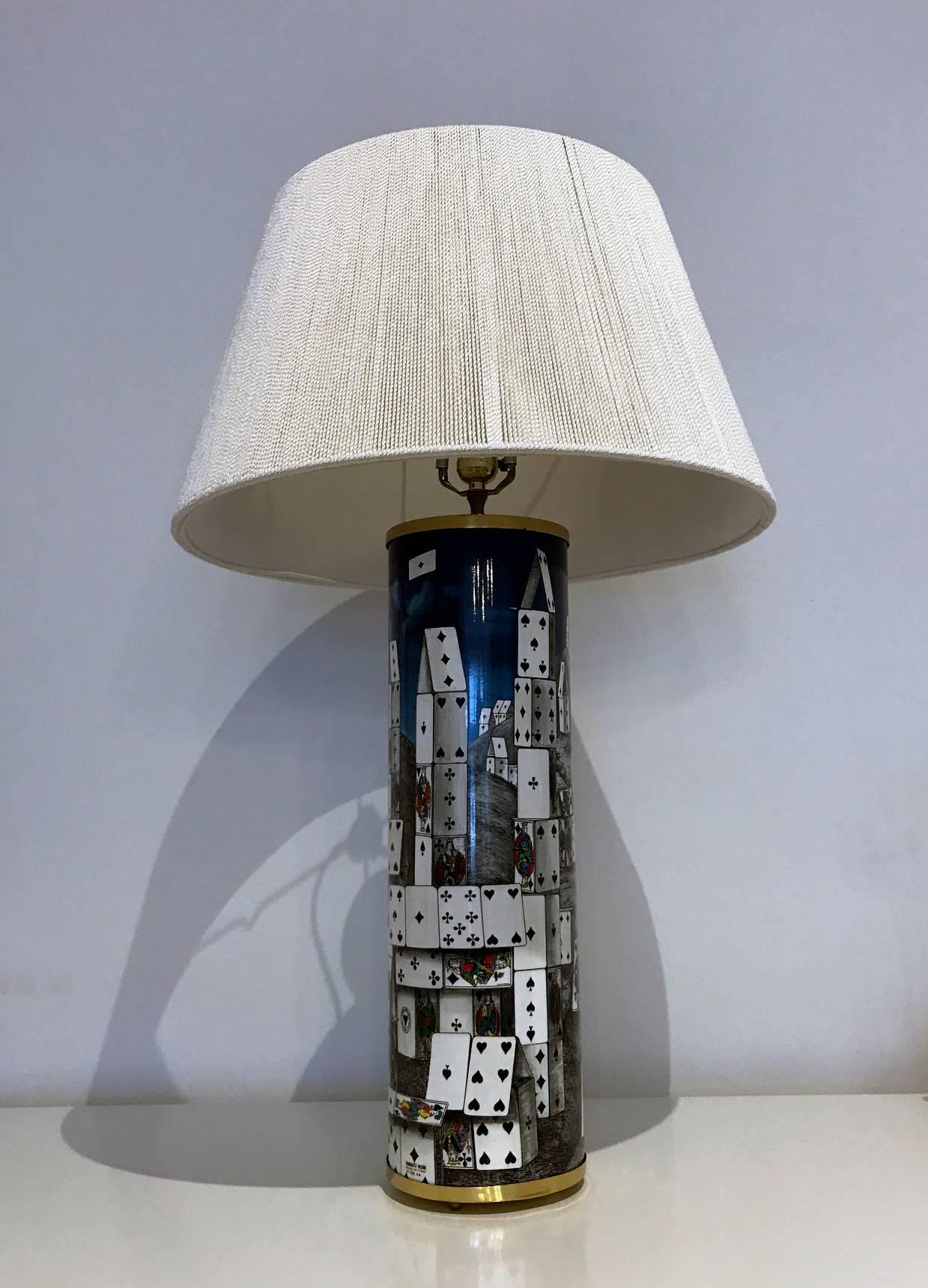 Mid-Century Modern A Pair of Fornasetti Table Lamps House Of The Cards