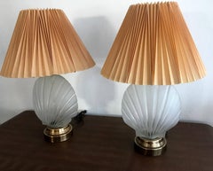 Pair of Shell Form Glass Table Lamps
