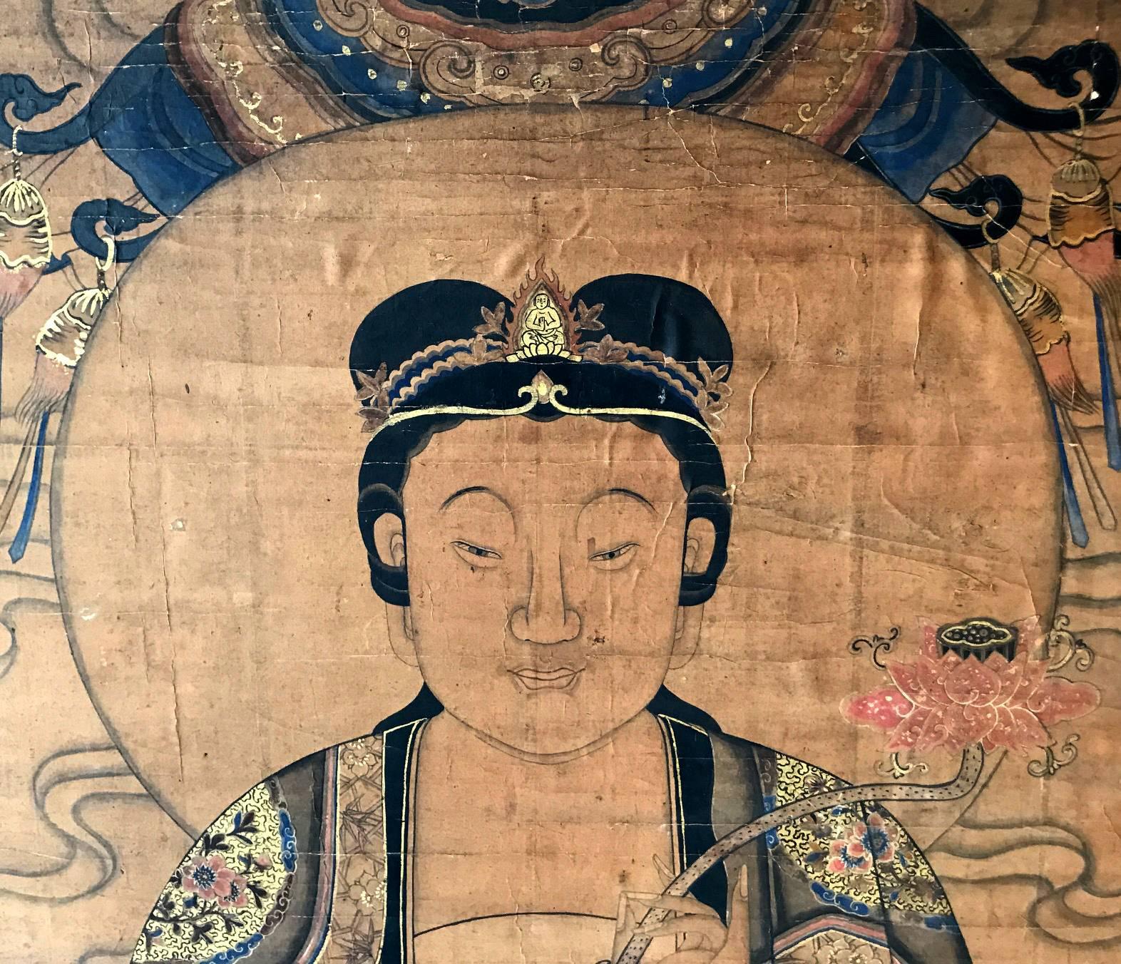 Ming Pair of Framed of Antique Buddhism Paintings
