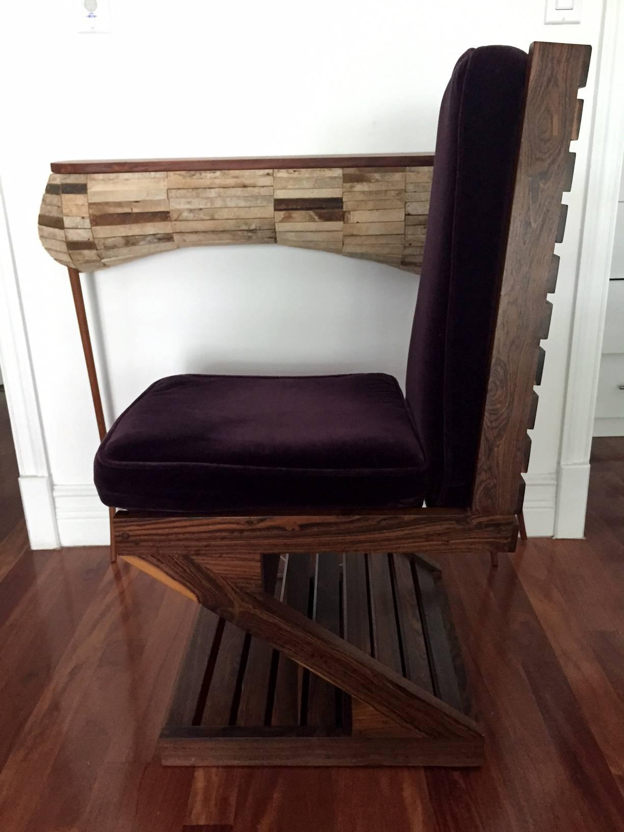 Mexican A rare zig zag cocobolo wood chair Don Shoemaker