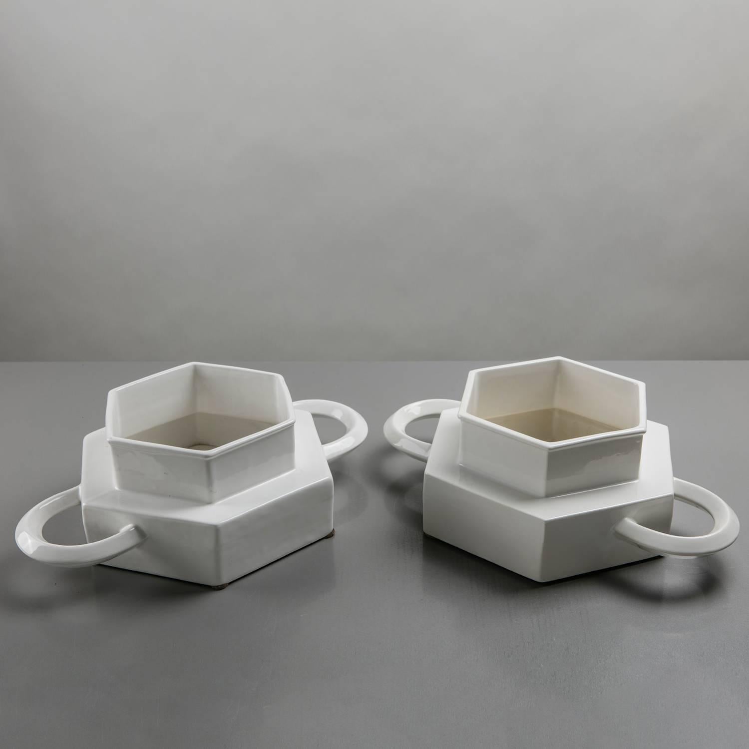 Set of Two Ceramic Centerpieces by Gabbianelli, Italy, 1970s In Good Condition For Sale In Milan, IT