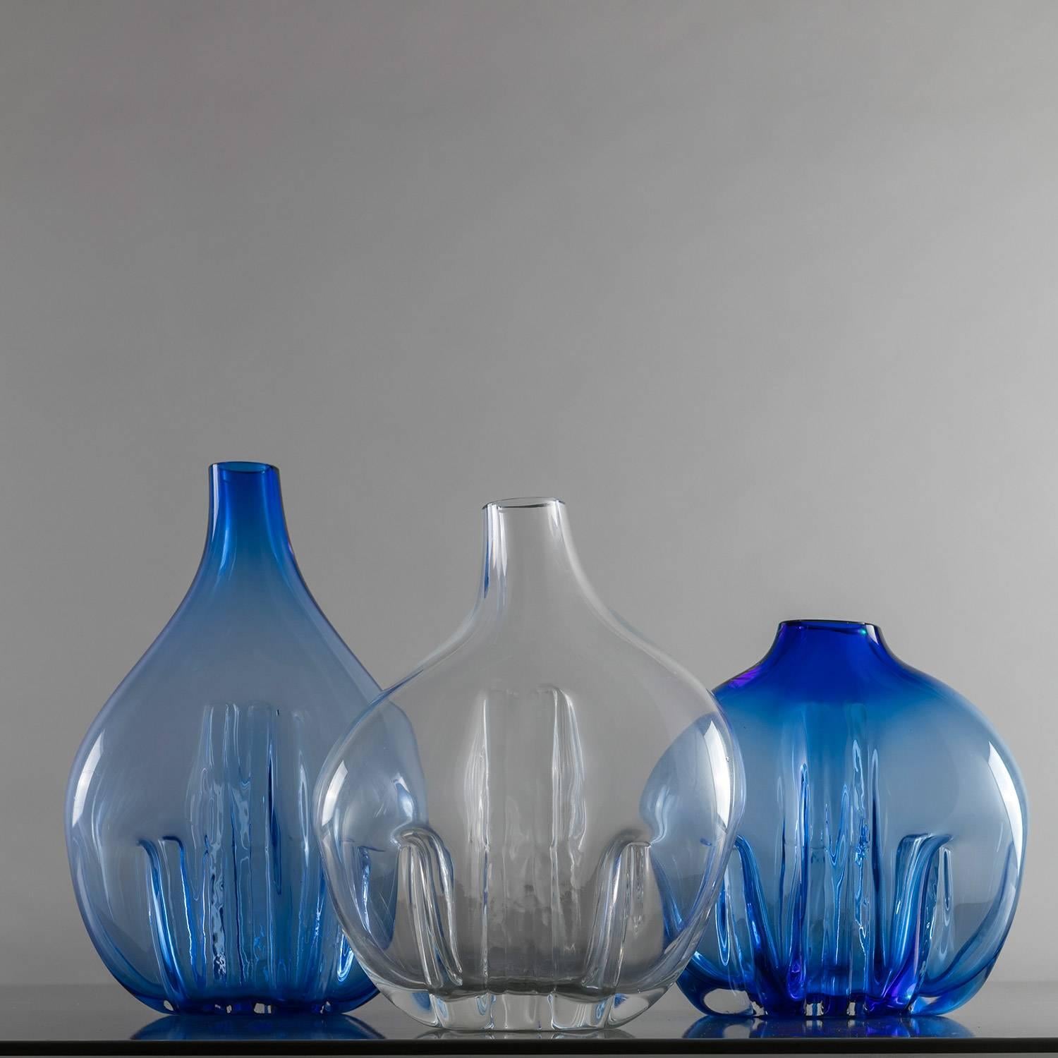 Italian Set of Three Murano Glass Vases by Toni Zuccheri, Italy, 1970s For Sale