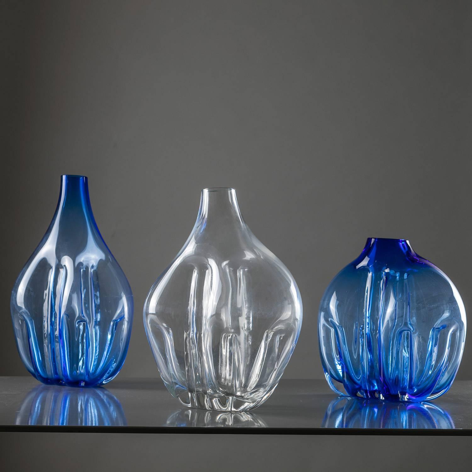 Set of Three Murano Glass Vases by Toni Zuccheri, Italy, 1970s In Good Condition For Sale In Milan, IT