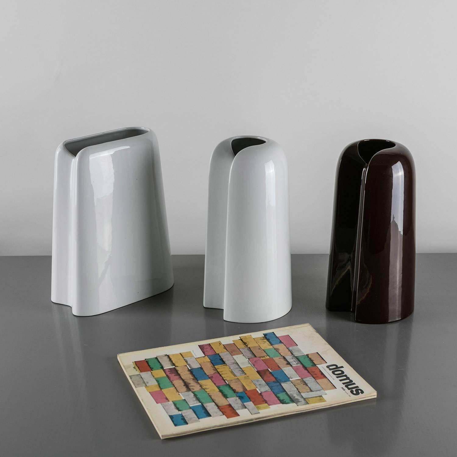 Set von drei Keramikvasen von Ambrogio Pozzi für Ceramiche Franco Pozzi, 1970er Jahre im Angebot 1