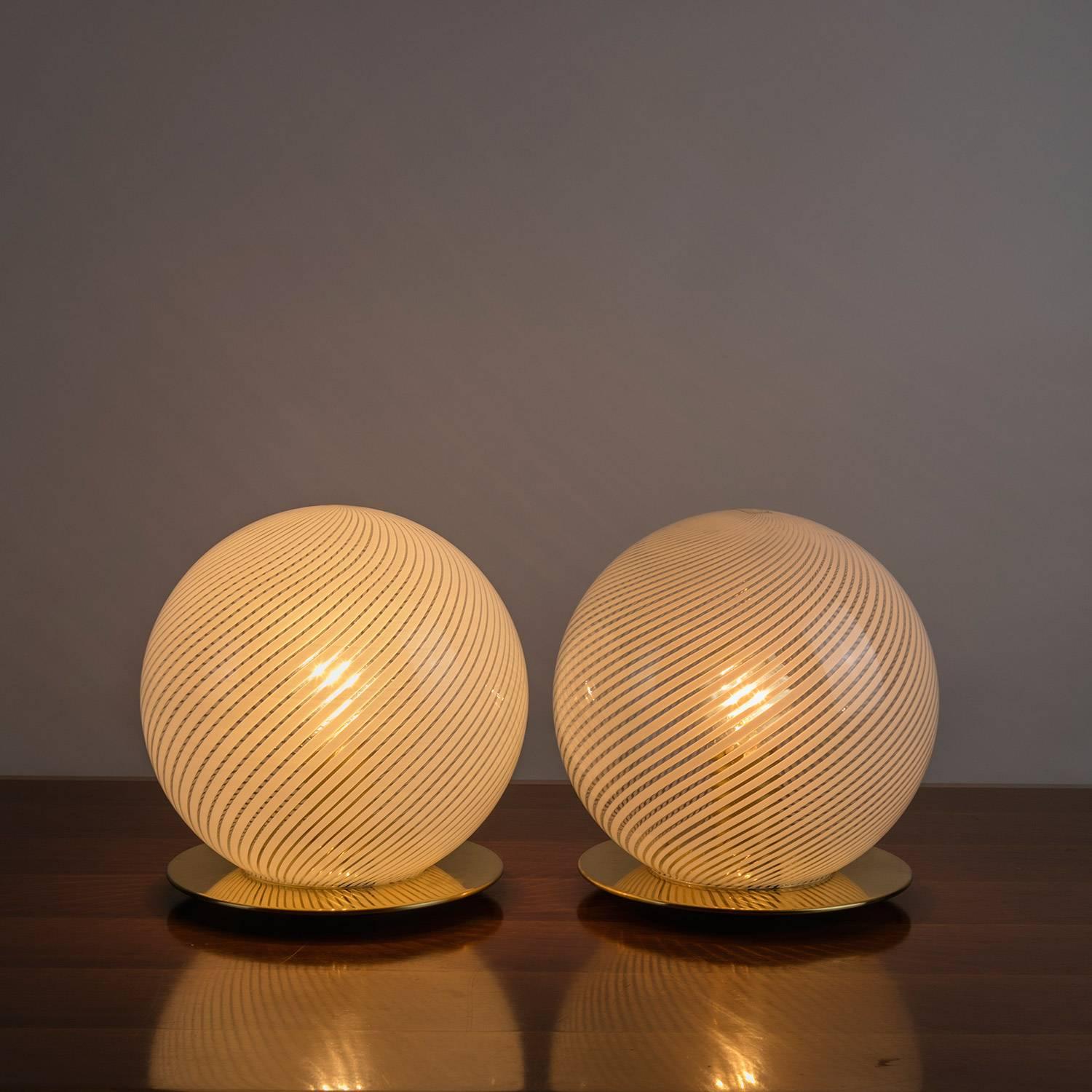 Remarkable pair of table lamps by Tronconi.
