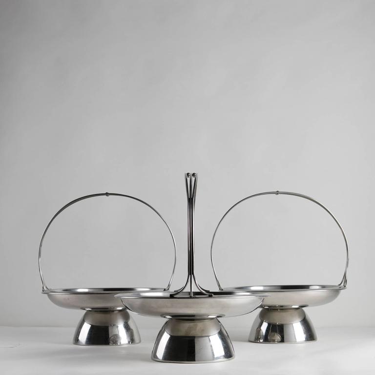 Set of three steel baskets attributed to Gio Ponti for Arthur Krupp, Milano.