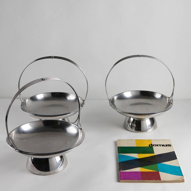 Set of Three Steel Baskets by Gio Ponti for Arthur Krupp, Milano For Sale 1