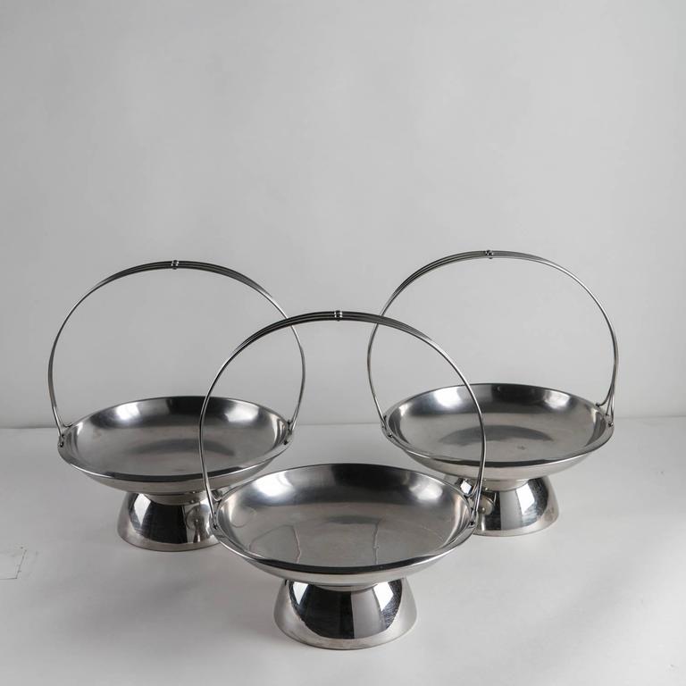 Italian Set of Three Steel Baskets by Gio Ponti for Arthur Krupp, Milano For Sale