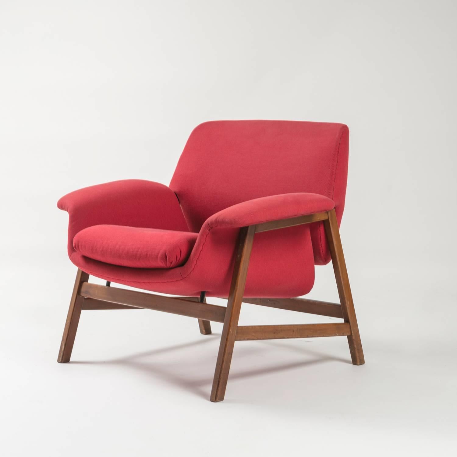 Mid-Century Modern Pair of Armchairs by Gianfranco Frattini for Cassina