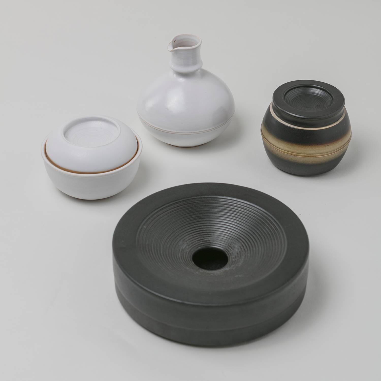 Set of Four Ceramic Pieces by Franco Bucci for Laboratorio Pesaro, Italy, 1970s In Good Condition For Sale In Milan, IT