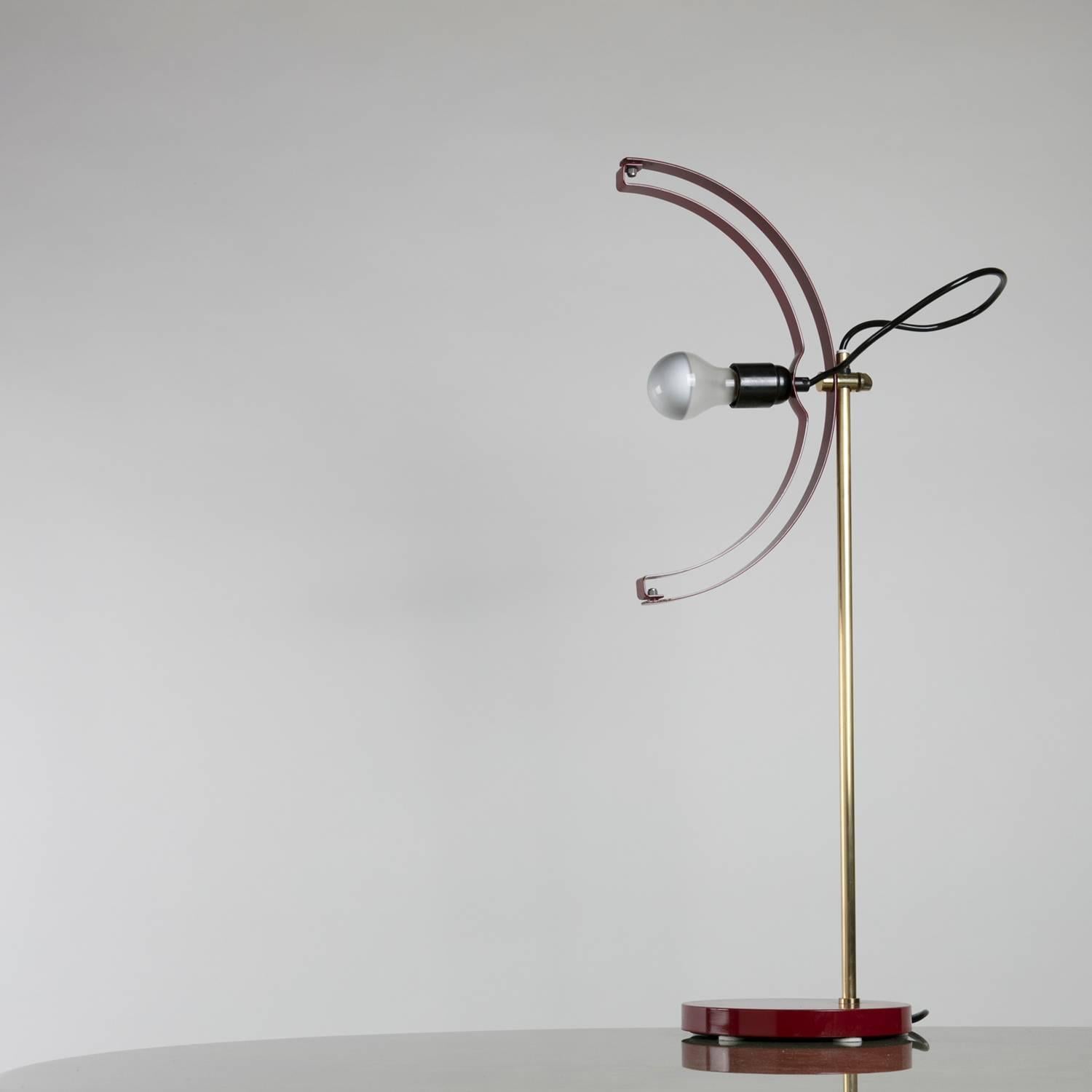 Rare Metal Table Lamp by Reggiani, Italy, 1970s In Good Condition For Sale In Milan, IT