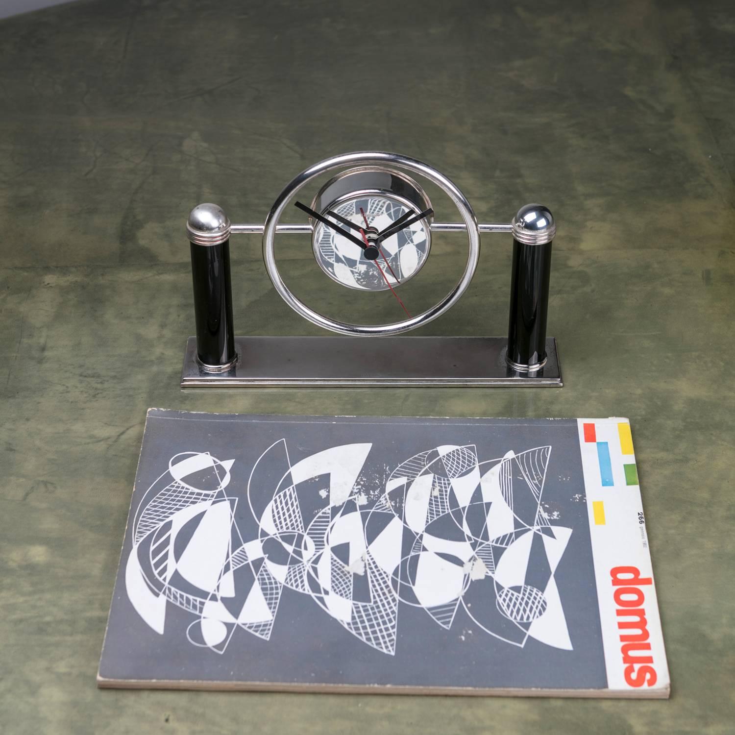 Italian Silver Desk Clock by Christofle