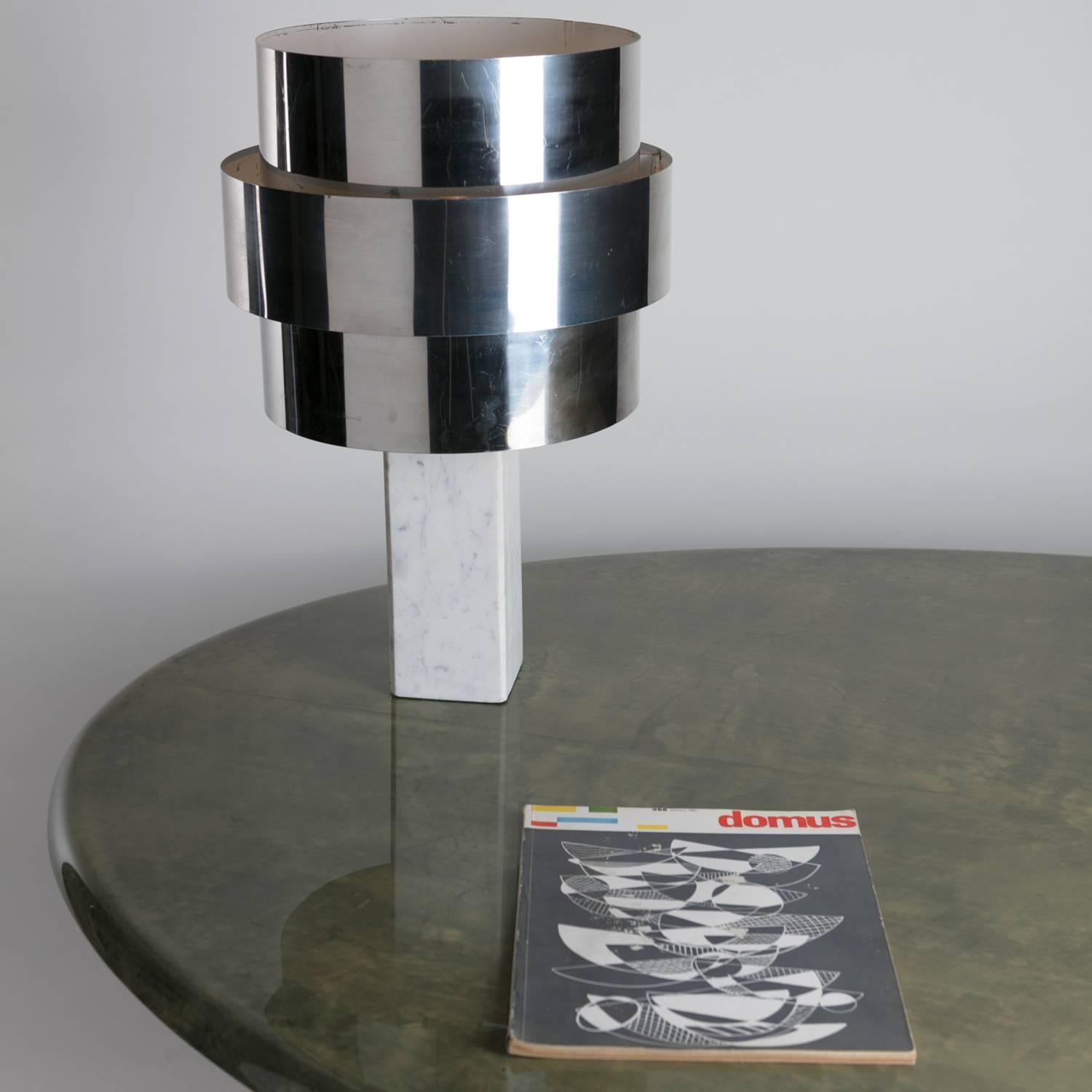 Carrara Marble and Metal Table Lamp, Italy, 1960s For Sale 4