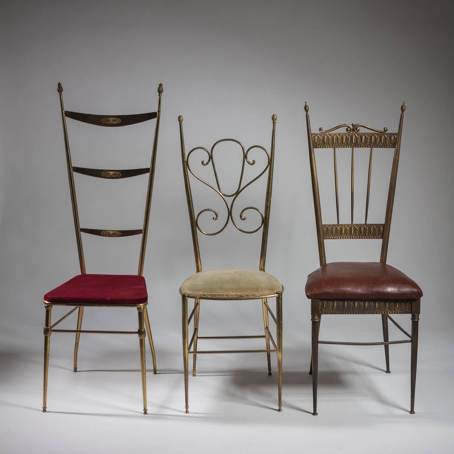 Mid-Century Modern Outstanding Set of 12 Chiavari Brass Chairs