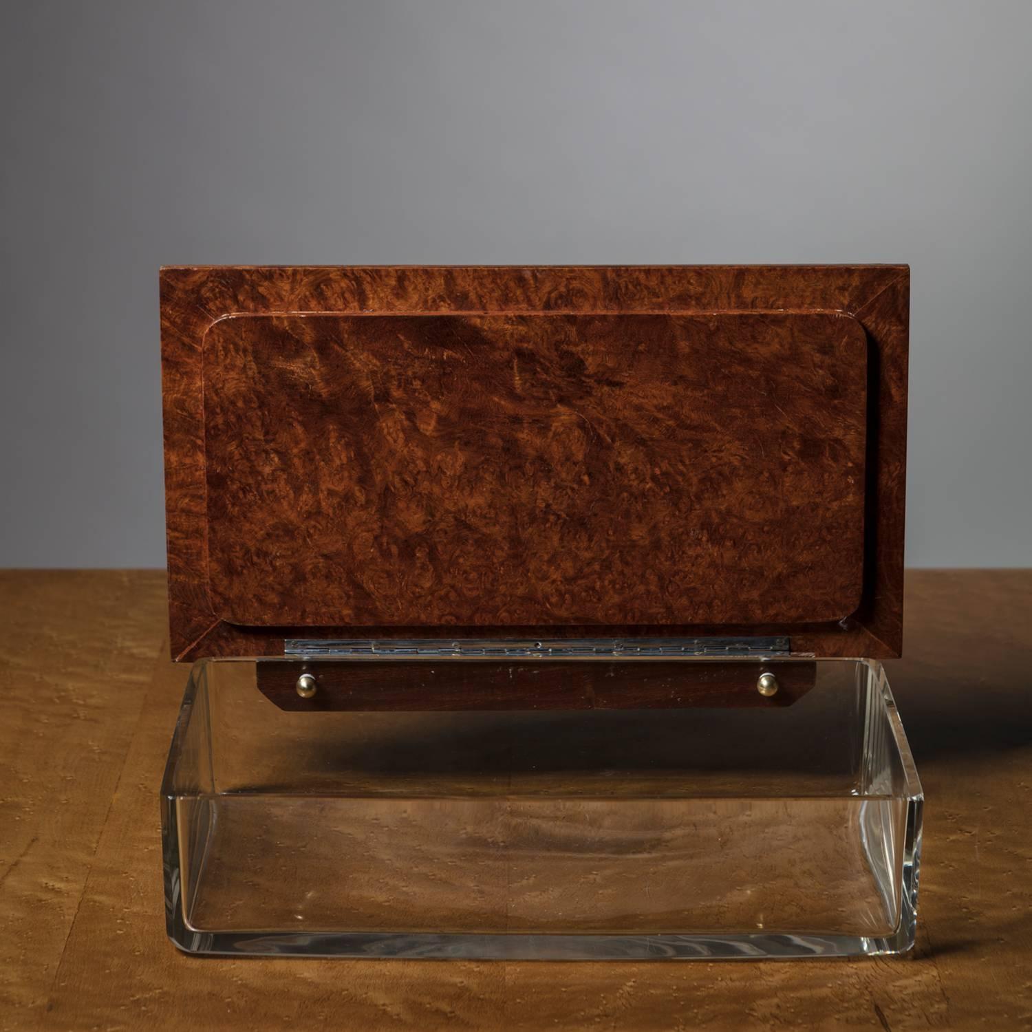 Italian 1950s Glass and Wood Box In Excellent Condition In Milan, IT
