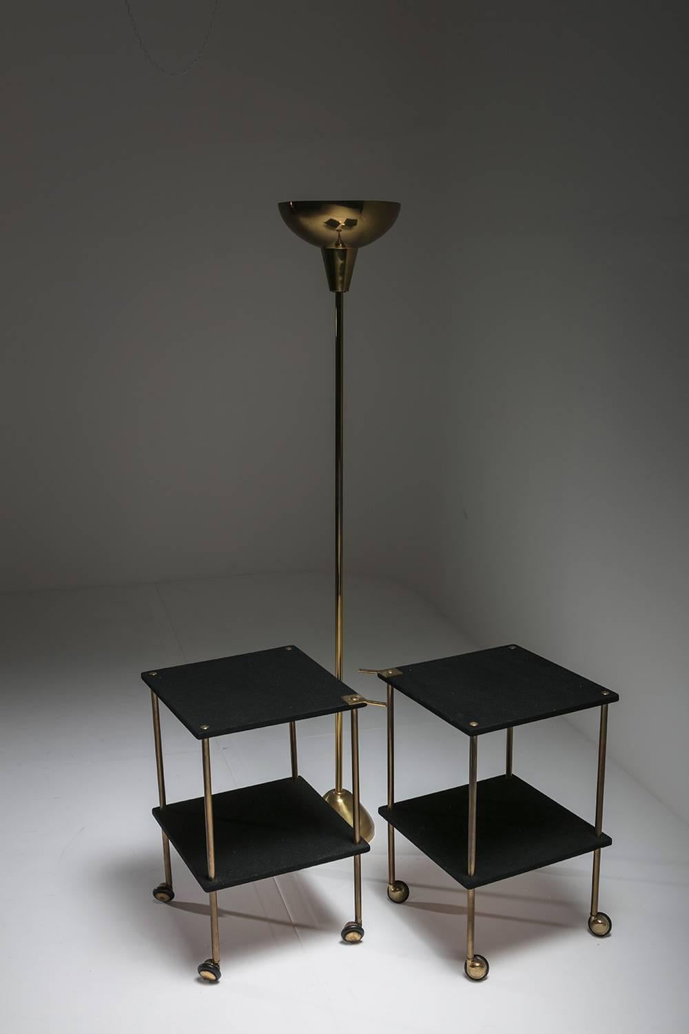 Brass Pair of Side Tables Model T9 by Luigi Caccia Dominioni for Azucena