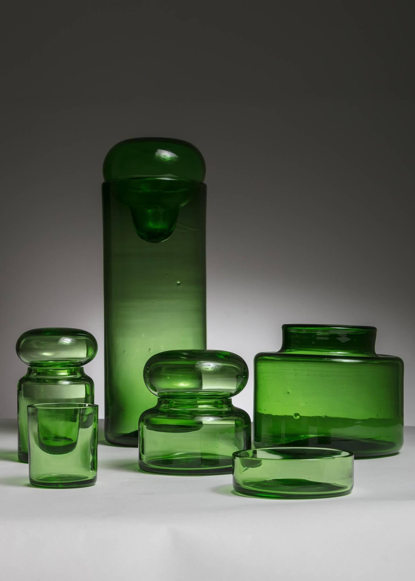 Italian Set of Six Pieces in Empoli Glass