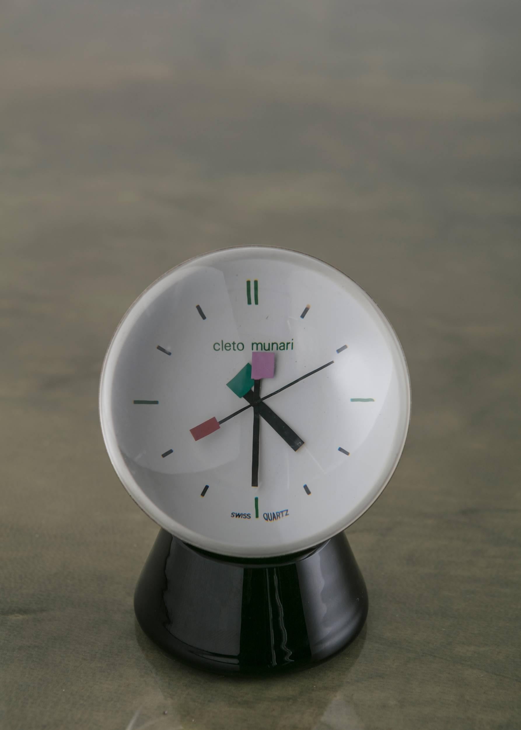 italien Horloge de table en verre de Cleto Munari, Italie, années 1980 en vente