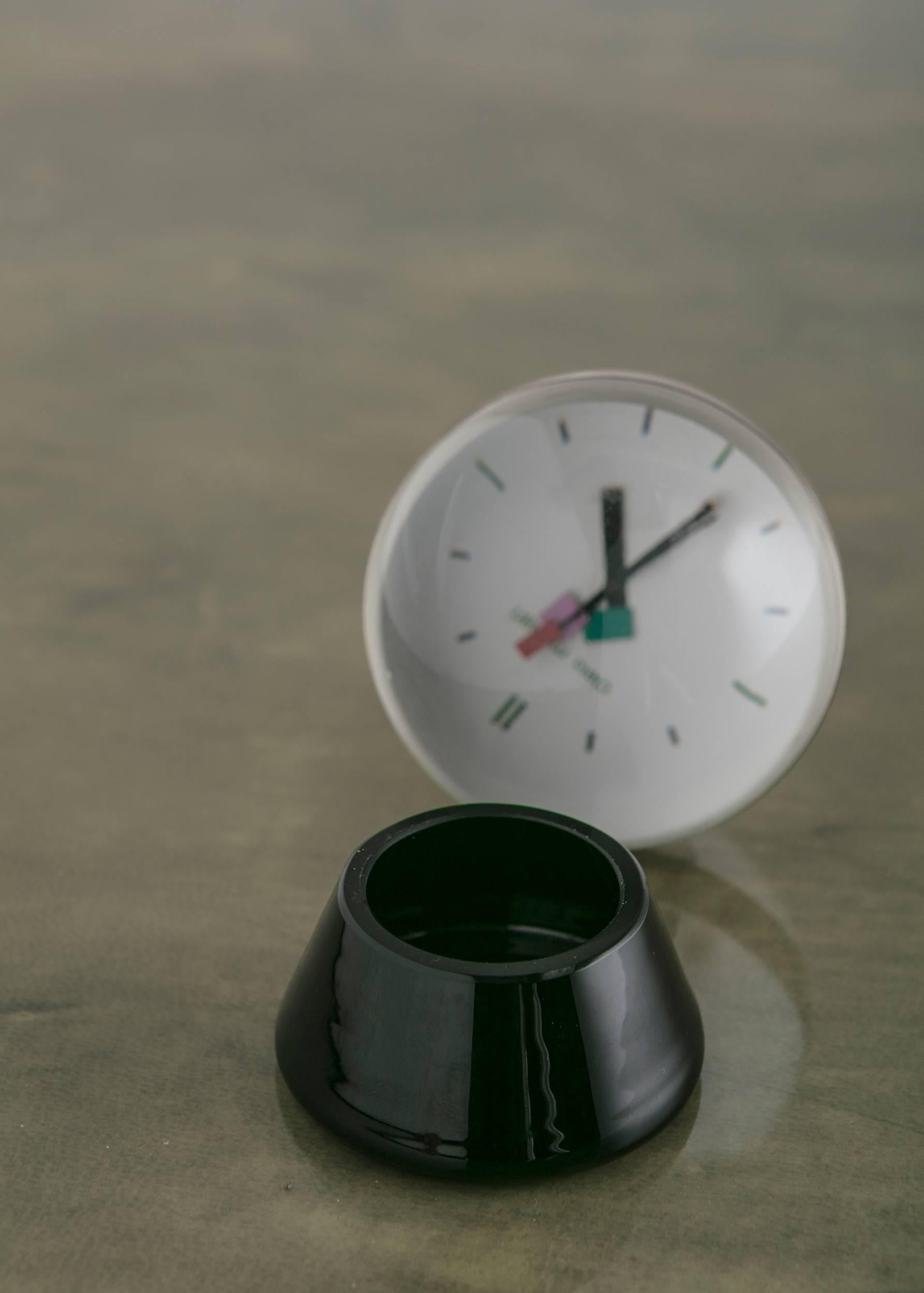 Italian Glass Table Clock by Cleto Munari, Italy, 1980s For Sale