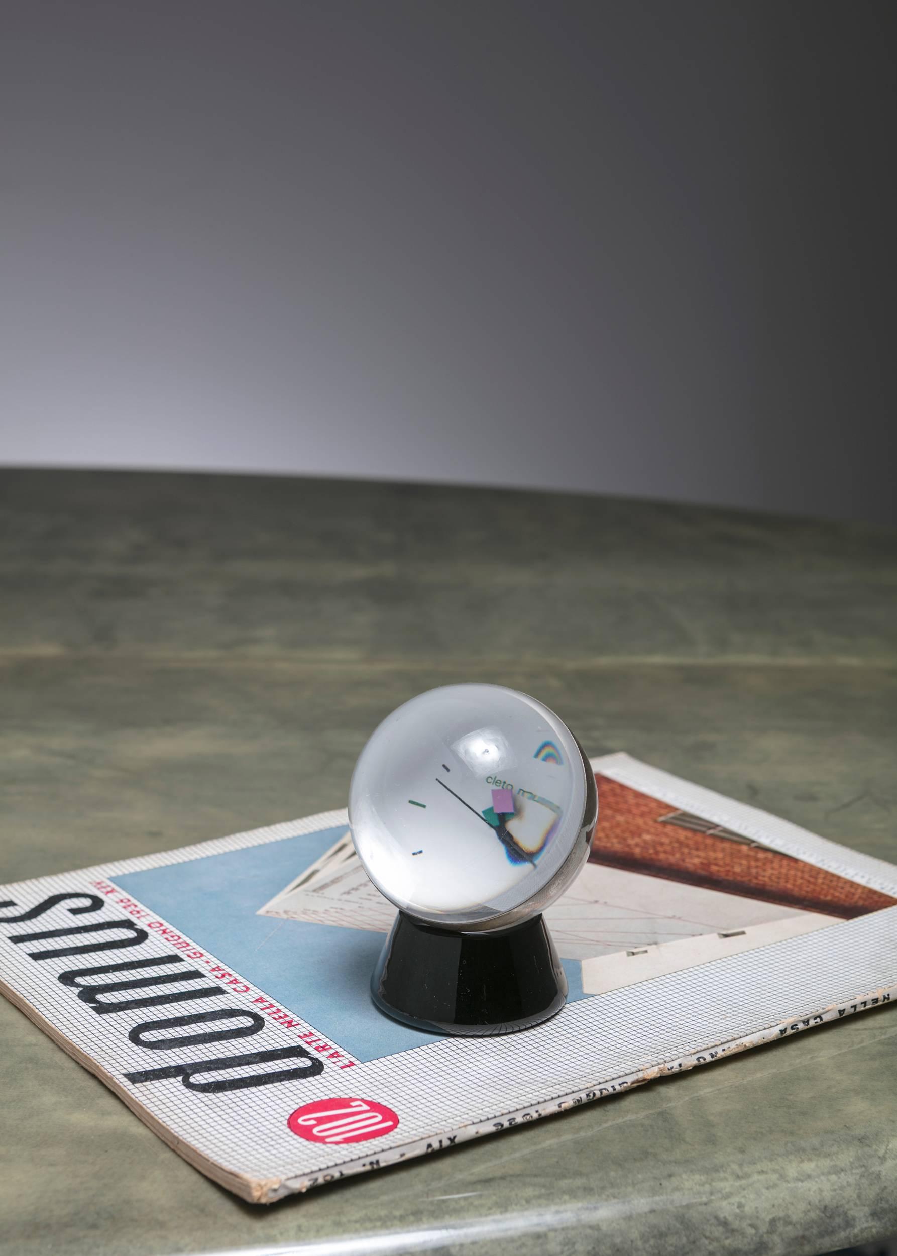 Argent Horloge de table en verre de Cleto Munari, Italie, années 1980 en vente
