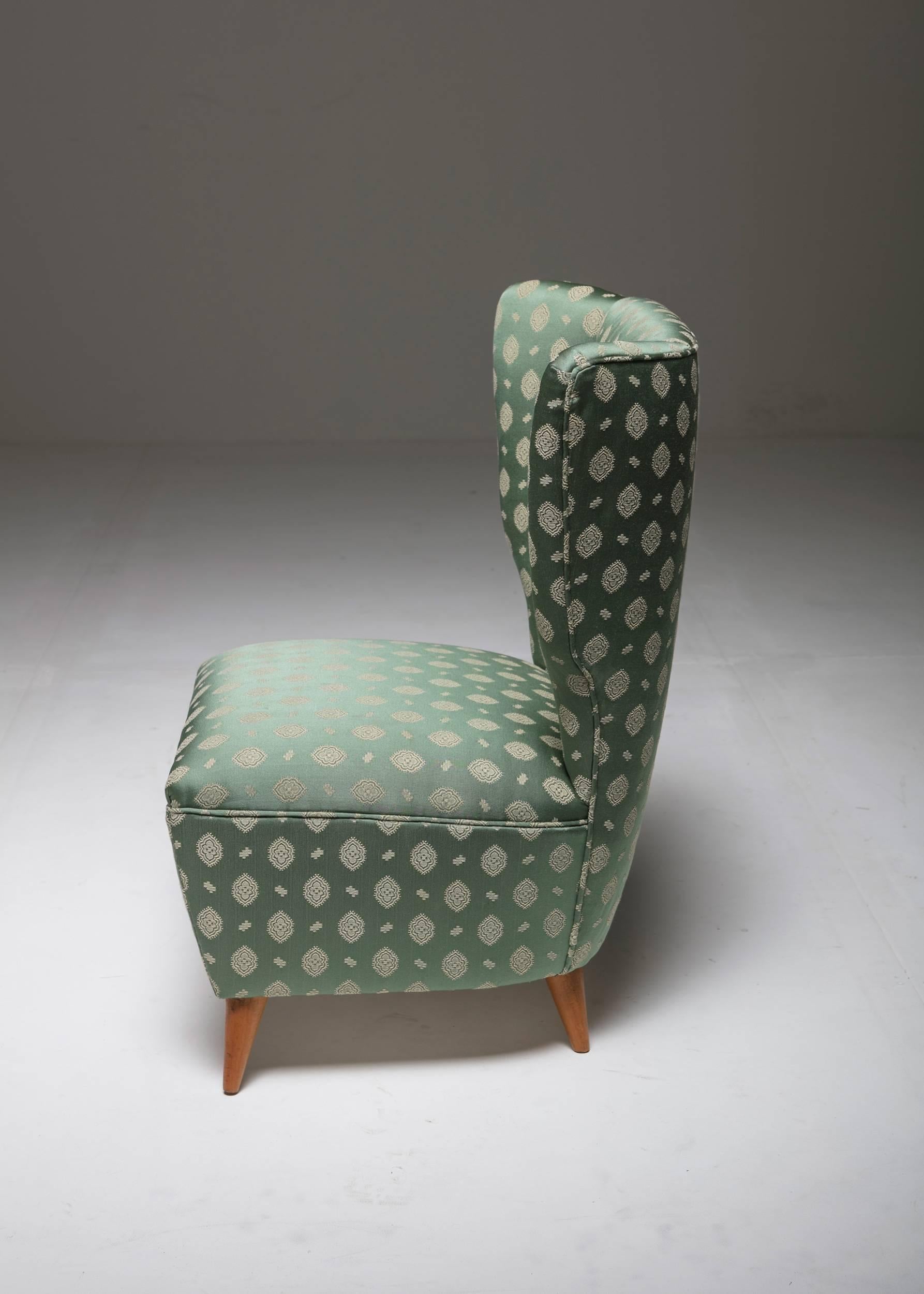 Mid-Century Modern Set of Two Wing Back Slipper Chairs, Italy, 1950s For Sale
