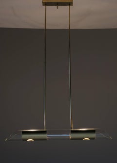 Brass and Crystal Ceiling Lamp by Lumi, Italy, 1970s