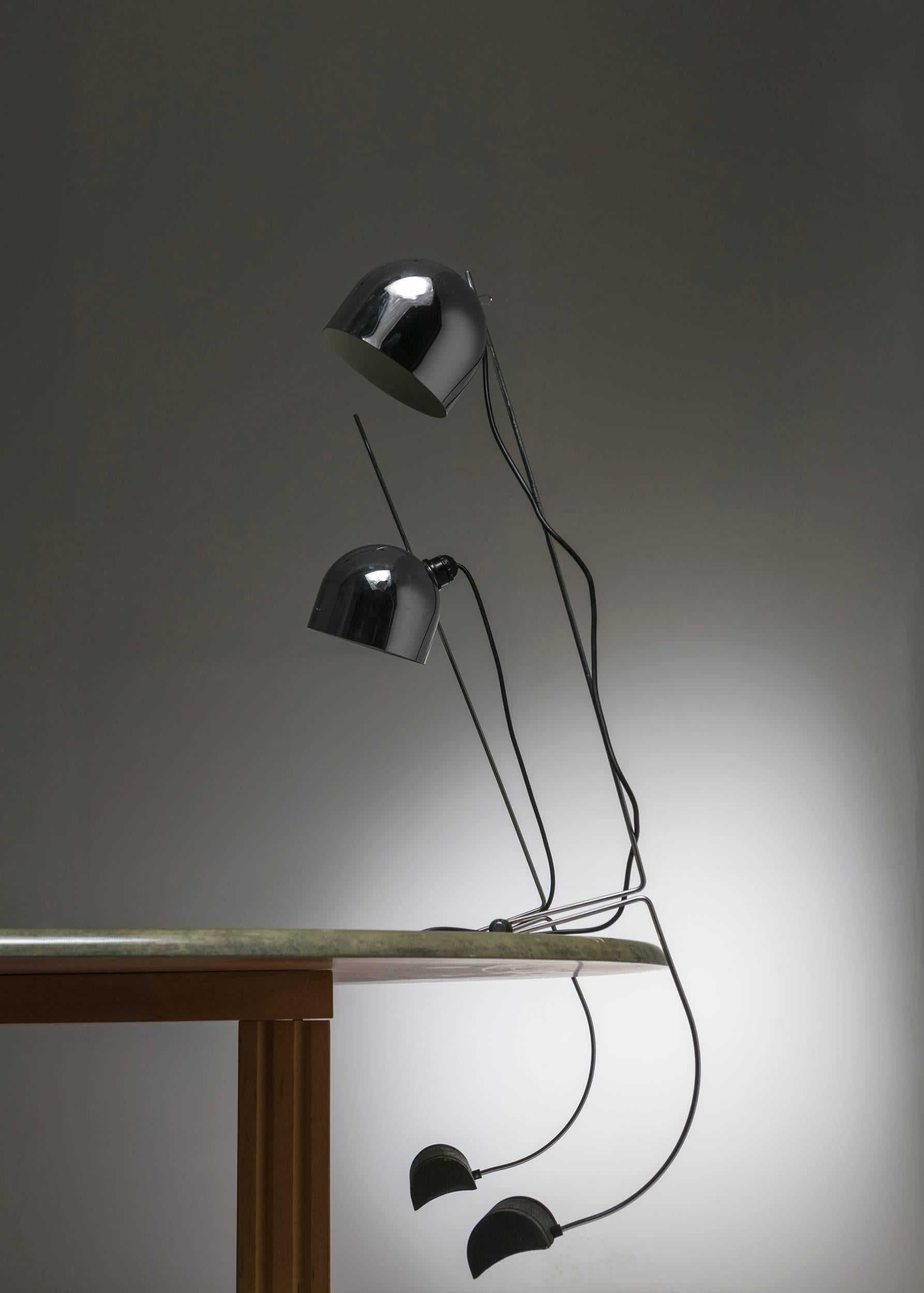 Minimalist Set of Two Table Lamps Attributed to Lumenform, Italy, 1970s For Sale