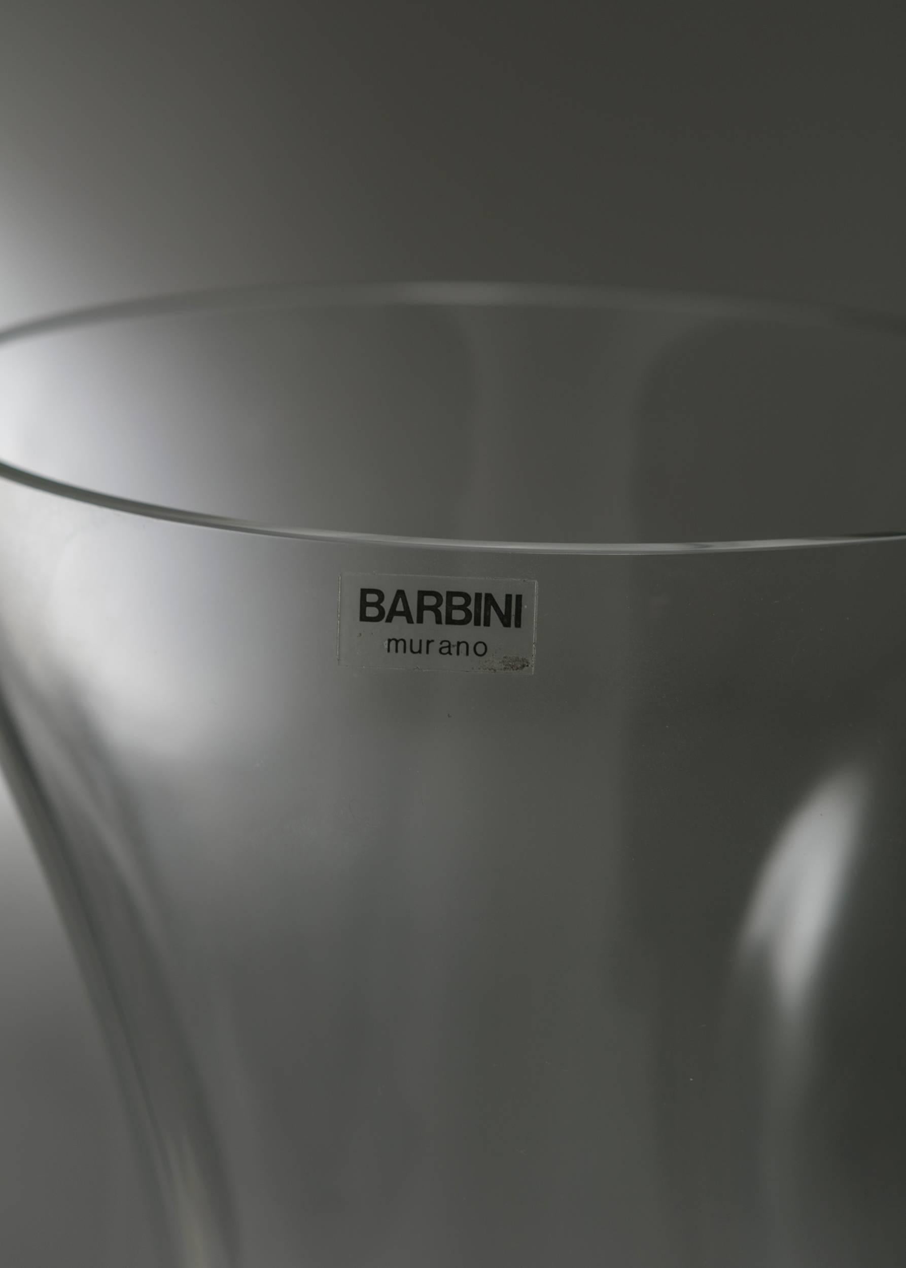 Italian Large Crystal Vase by Barbini, Italy, 1970s For Sale