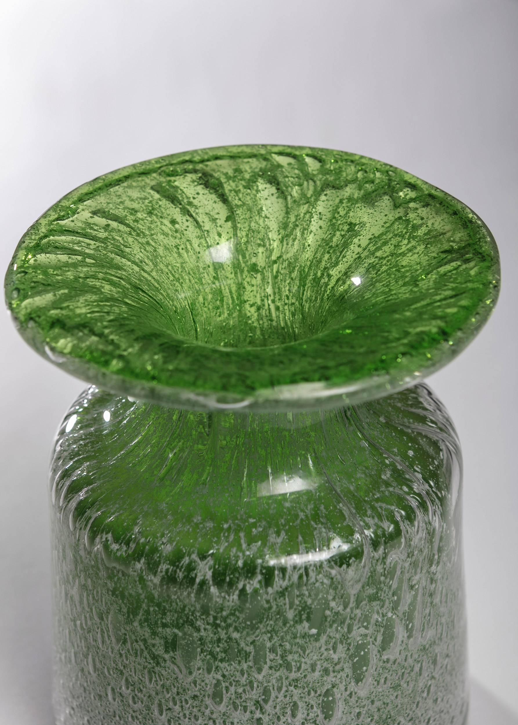 Set of Two Green Murano Glass Pieces, Italy, 1960s In Good Condition For Sale In Milan, IT