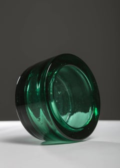 Set of Two Green Murano Glass Pieces, Italy, 1960s