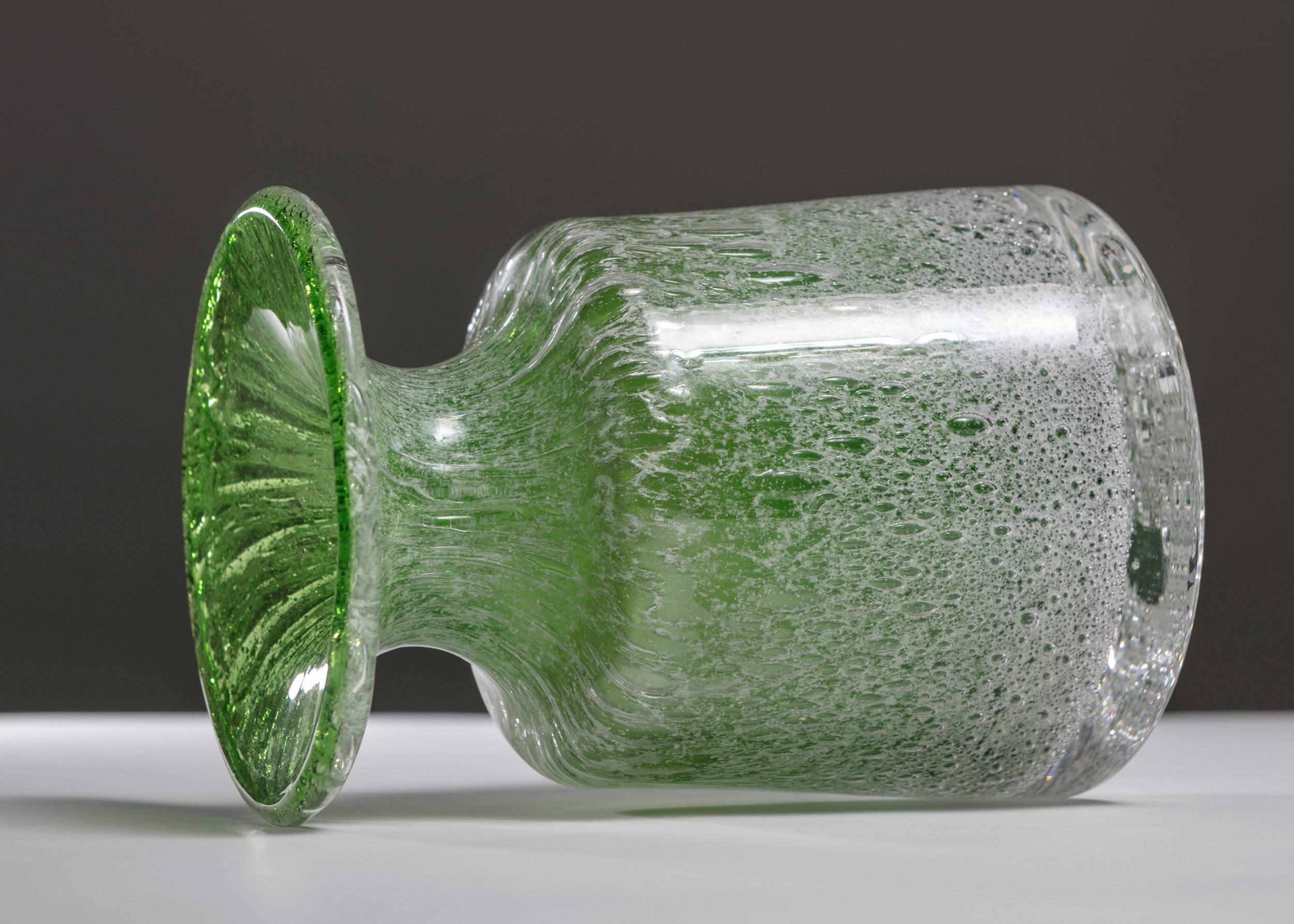 Vetro di Murano Set di due pezzi in vetro di Murano verde, Italia, anni '60 in vendita
