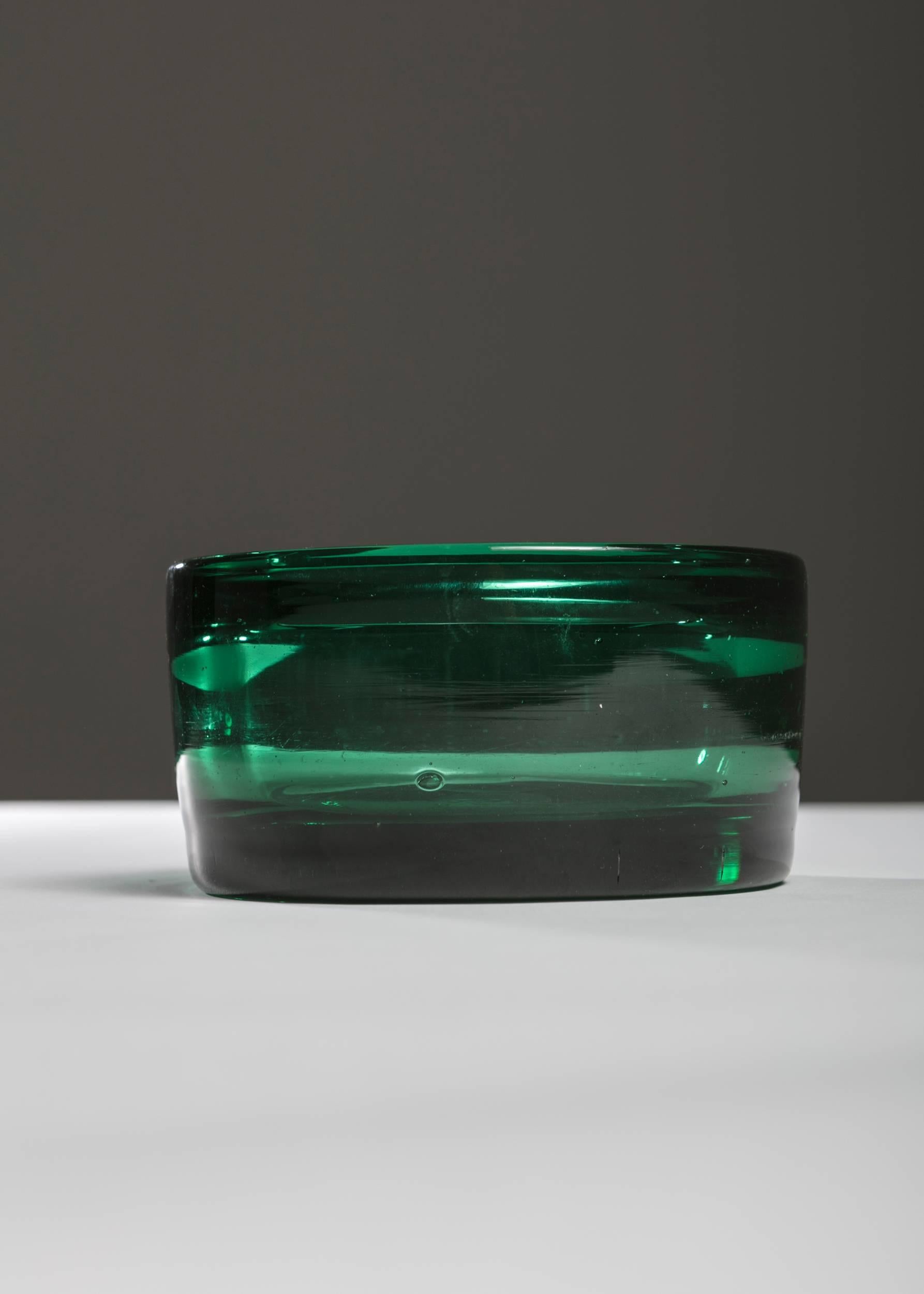 Mid-Century Modern Set of Two Green Murano Glass Pieces, Italy, 1960s For Sale