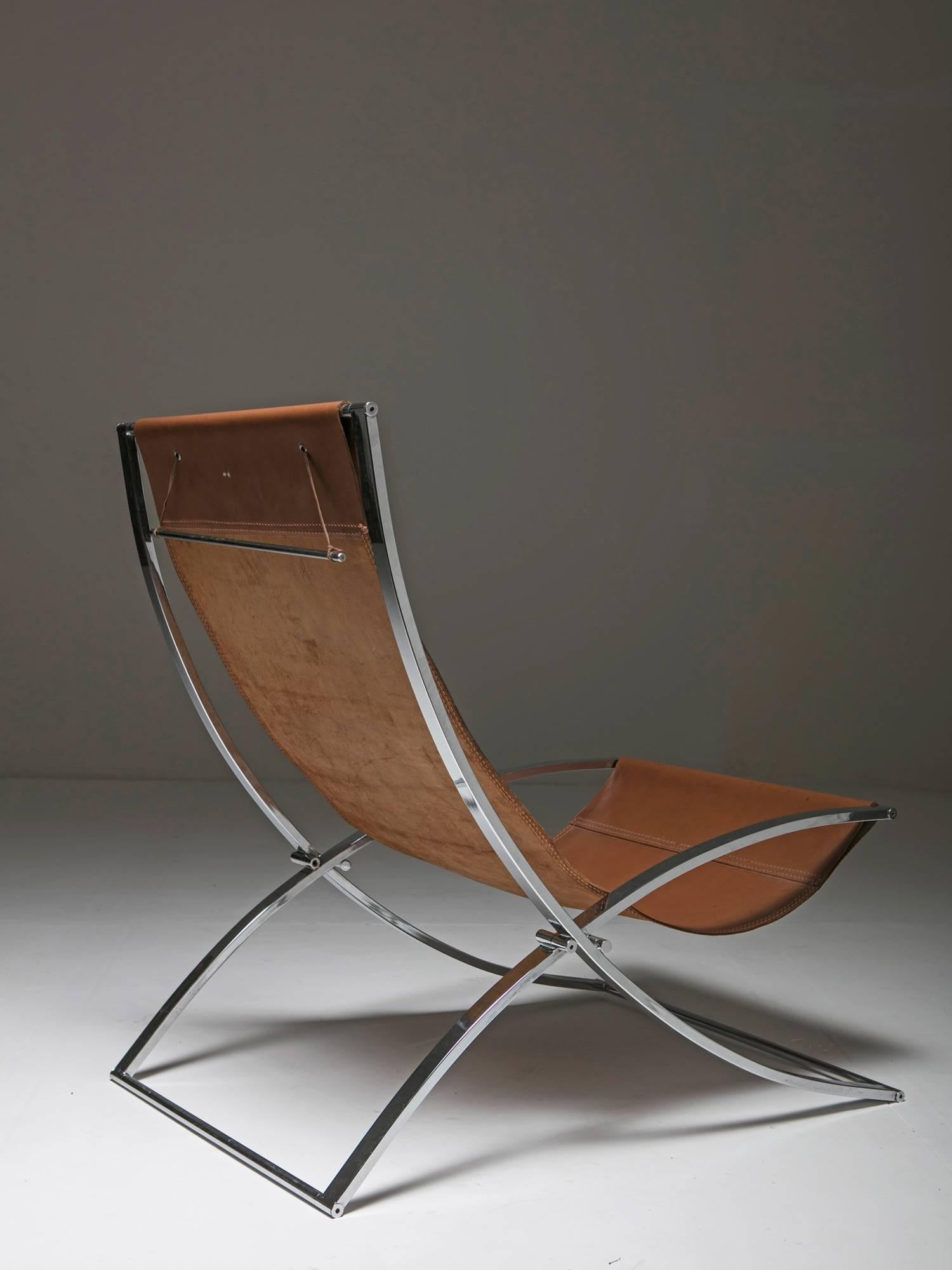 Set of Two Folding Lounge Chairs by Marcello Cuneo for Mobel, Italy, 1970s In Good Condition For Sale In Milan, IT