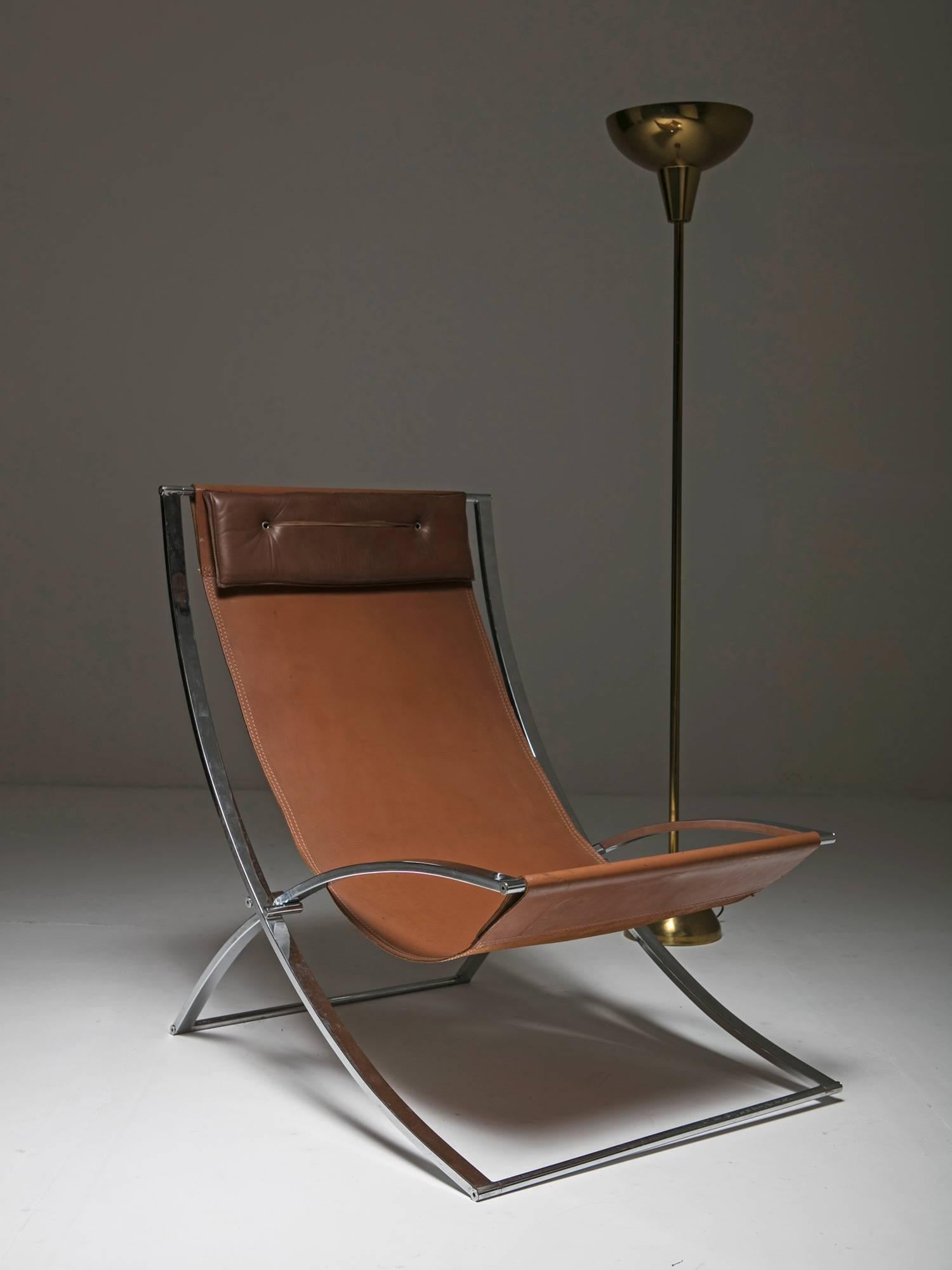 Late 20th Century Set of Two Folding Lounge Chairs by Marcello Cuneo for Mobel, Italy, 1970s For Sale