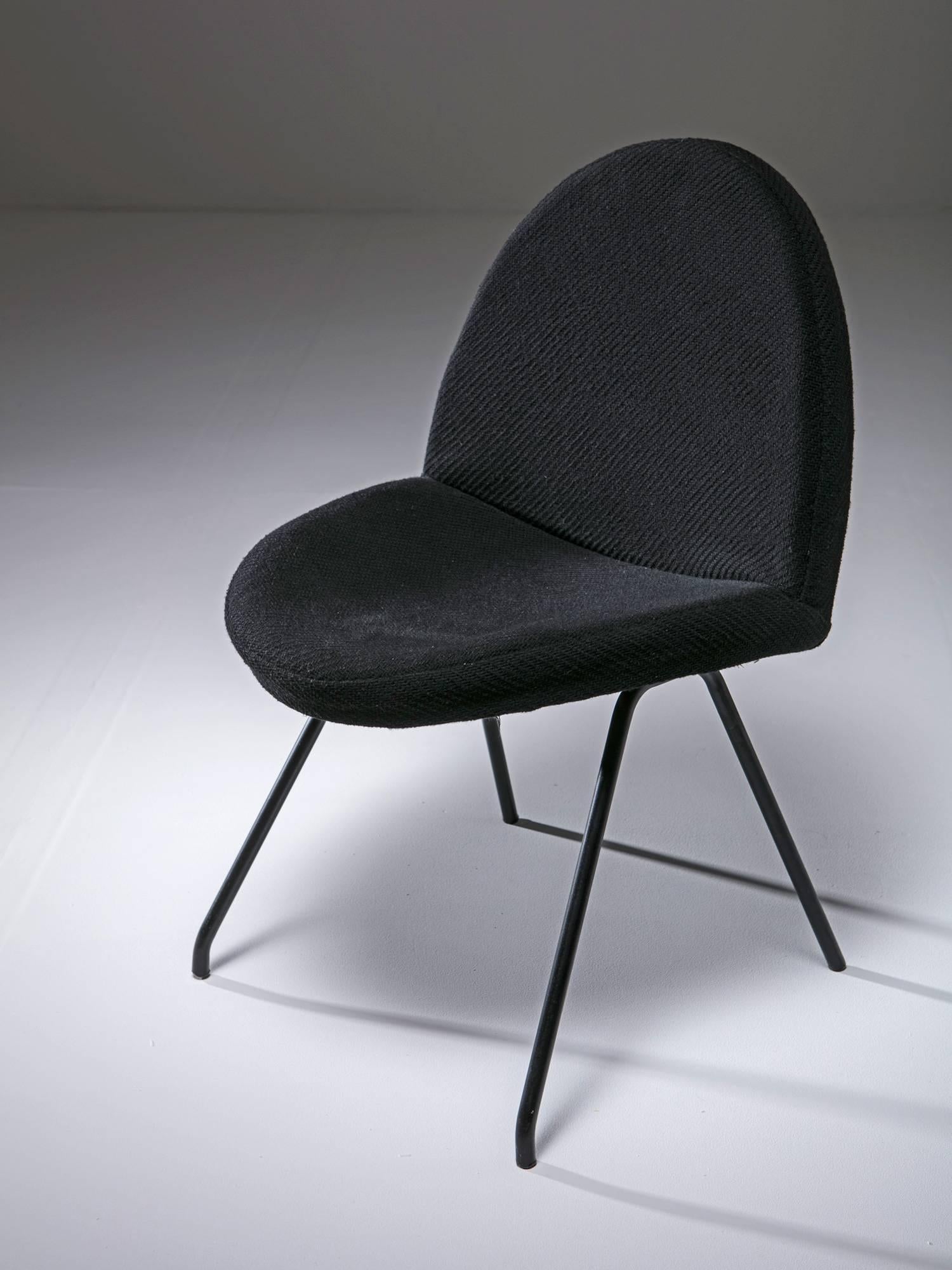 Set of four chairs model 771 by Joseph Andre Motte for Steiner.
Original wool fabric and upholstery in good conditions.