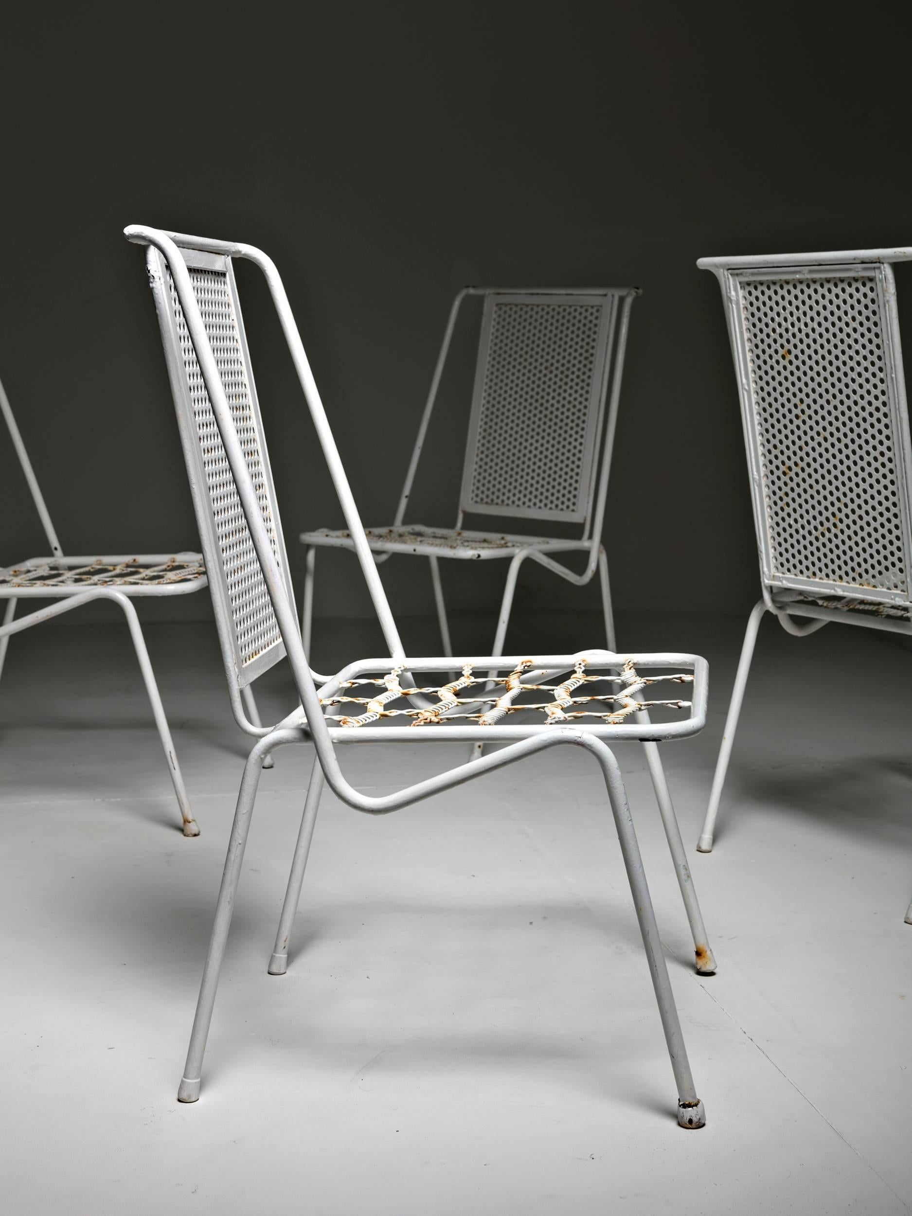 Set of Four Patio Chairs, Italy, 1950s In Fair Condition For Sale In Milan, IT
